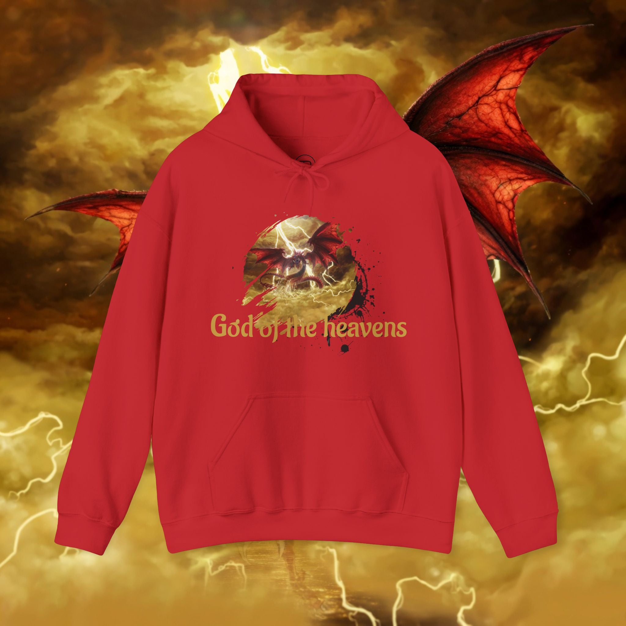 Hoodie — "God of the Heavens" Mythic Lightning Graphic Hoodie - slifer the sky dragon