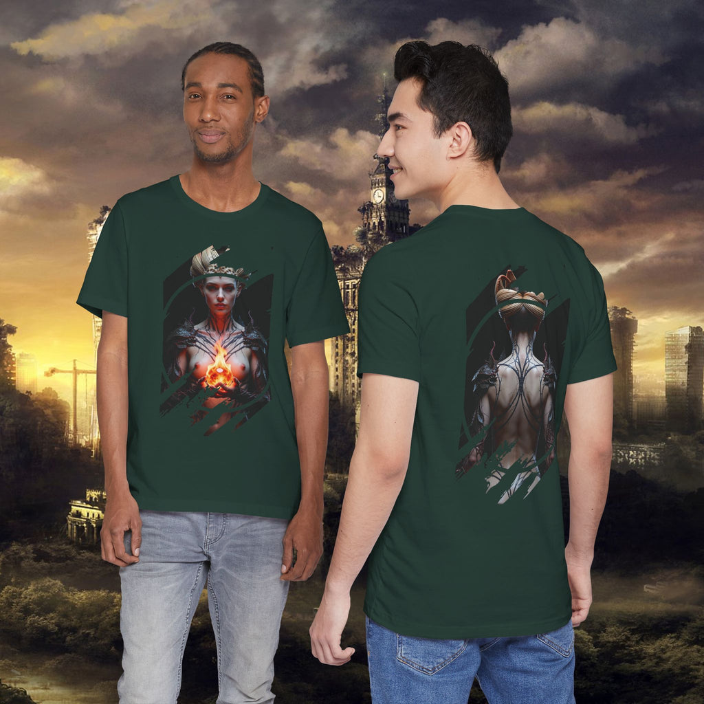 Dark Sorceress T‑Shirt — Fantasy Magic Witch Tee with Fiery Heart - Alexia Ashford