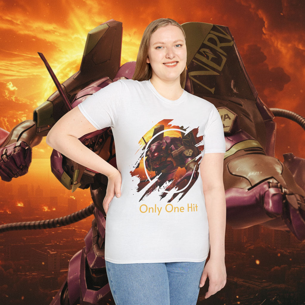 Only One Hit T-Shirt — Gamer Mech Battle Tee - EVA 1 - Neon Genesis Evangelion