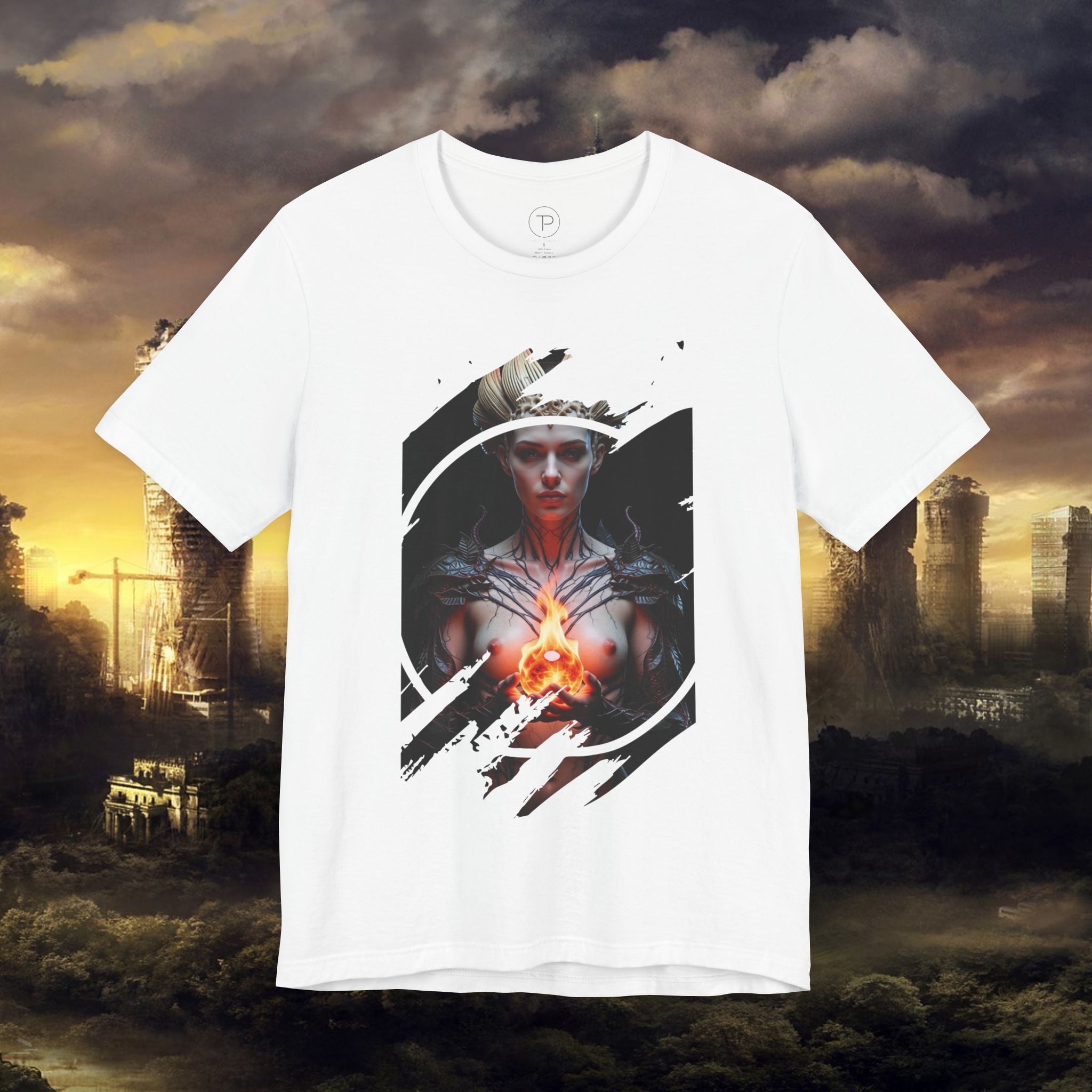 Dark Sorceress T‑Shirt — Fantasy Magic Witch Tee with Fiery Heart - Alexia Ashford