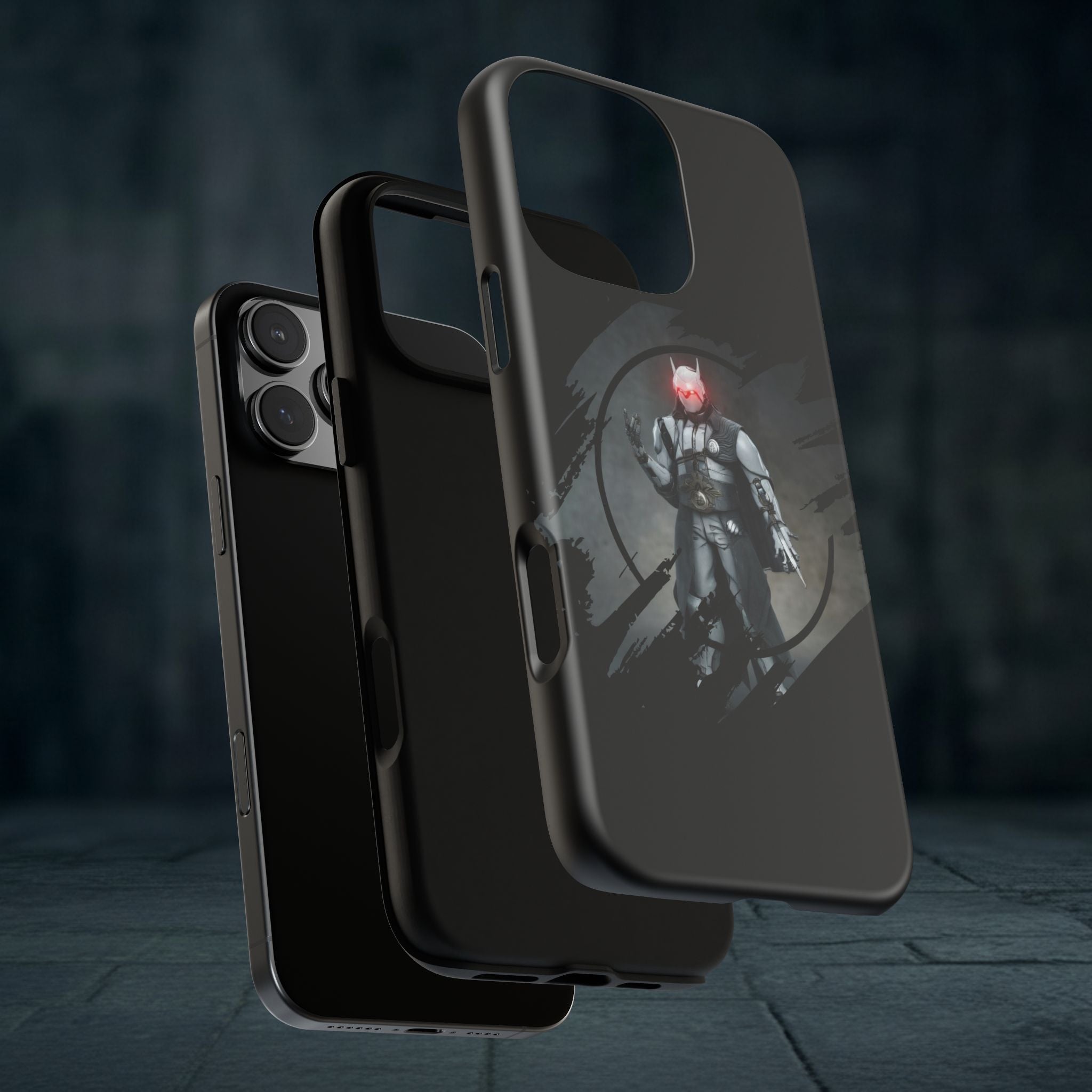 Galaxy Warrior Tough Phone Case — Dark Sci‑Fi Armor with Red Helm