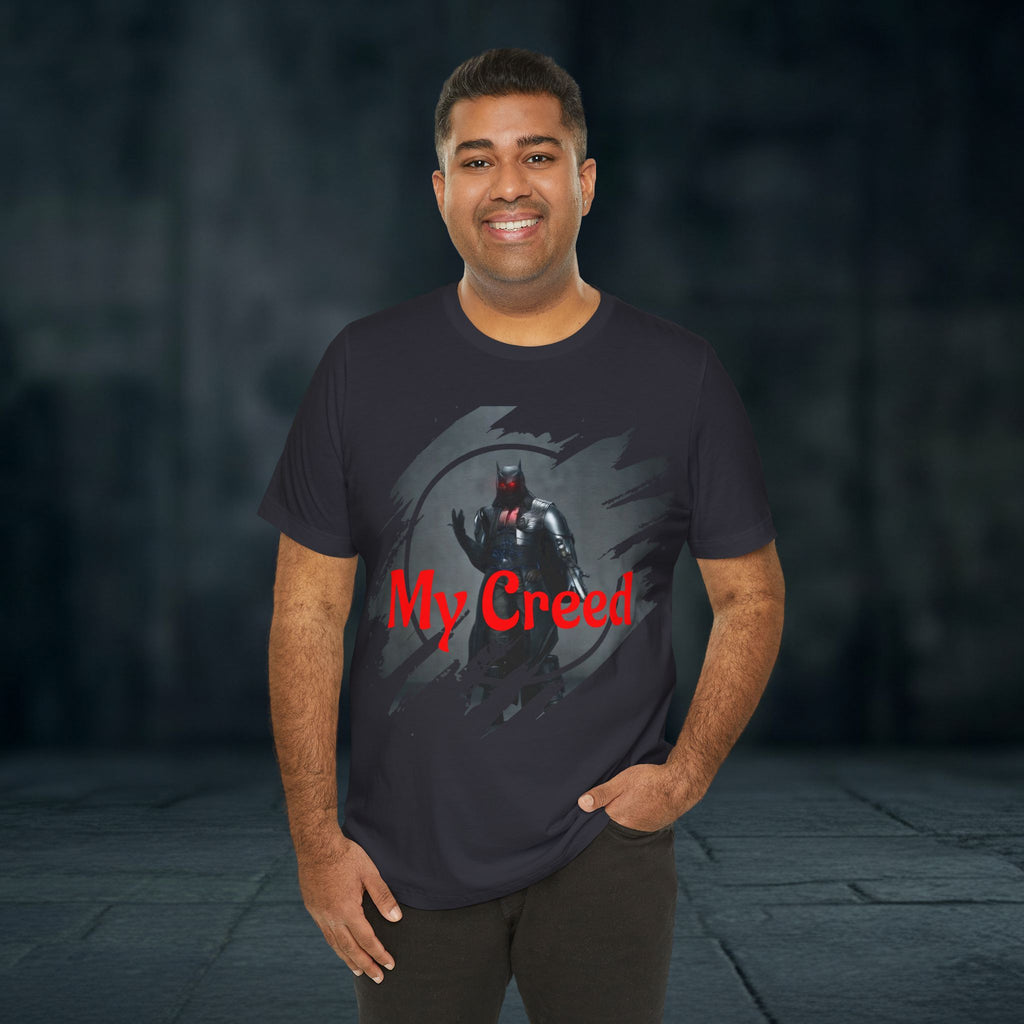 My Creed Graphic Tee — Dark Knight Sci‑Fi Illustration T‑Shirt
