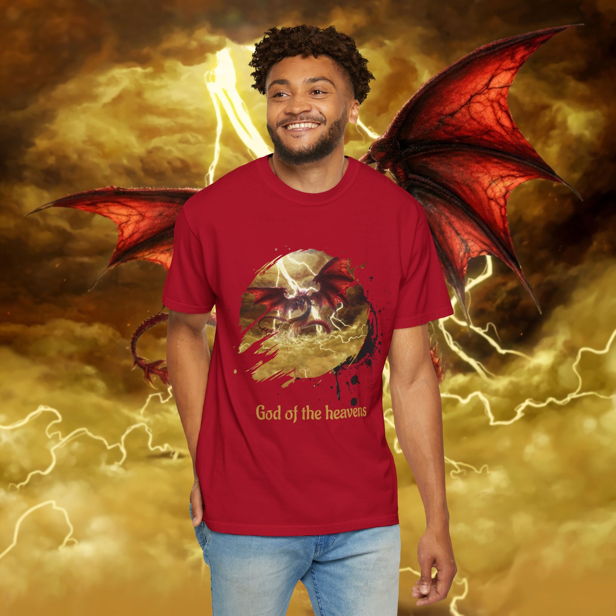 God of the Heavens T-Shirt — Mythic Storm Graphic Tee - slifer the sky dragon