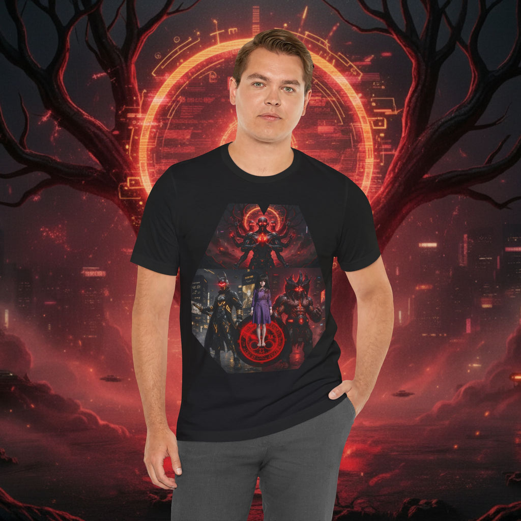 Superhero Squad Graphic Tee — Dark Red Mystic Design
