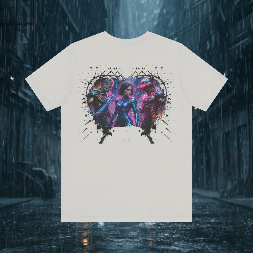 T-Shirt — "Big Family Reunion" Sci‑Fi Character Heart Graphic Tee - Battle Suits