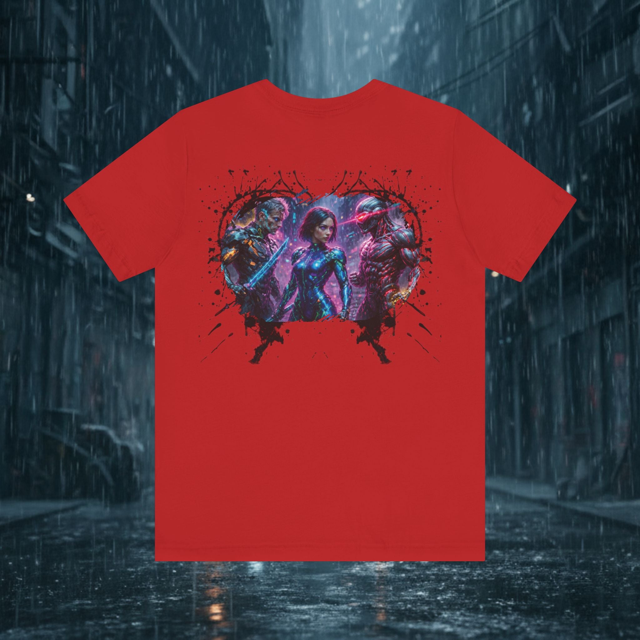 T-Shirt — "Big Family Reunion" Sci‑Fi Character Heart Graphic Tee - Battle Suits