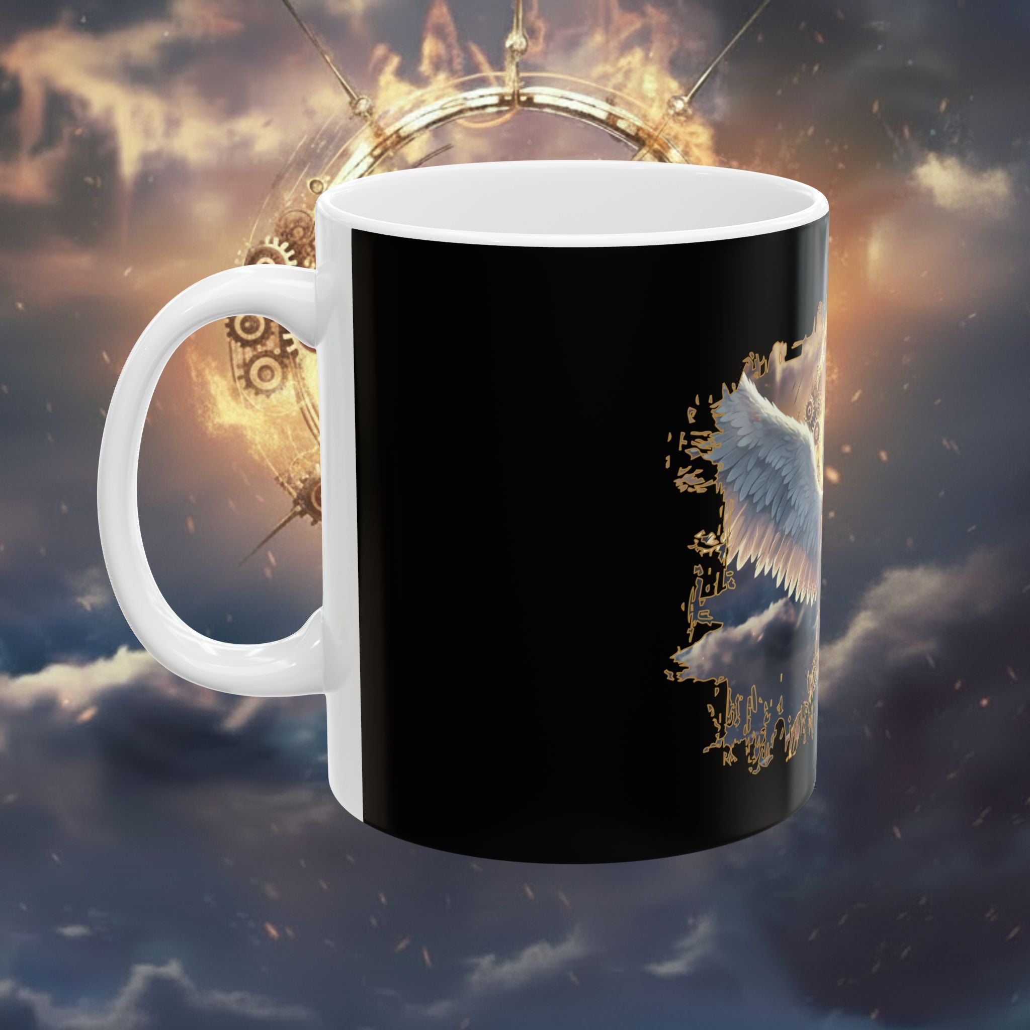 Angel Warrior Ceramic Mug — Gothic Halo Fantasy Coffee Cup (11oz, 15oz) - Alita Battle Angel Two Wings