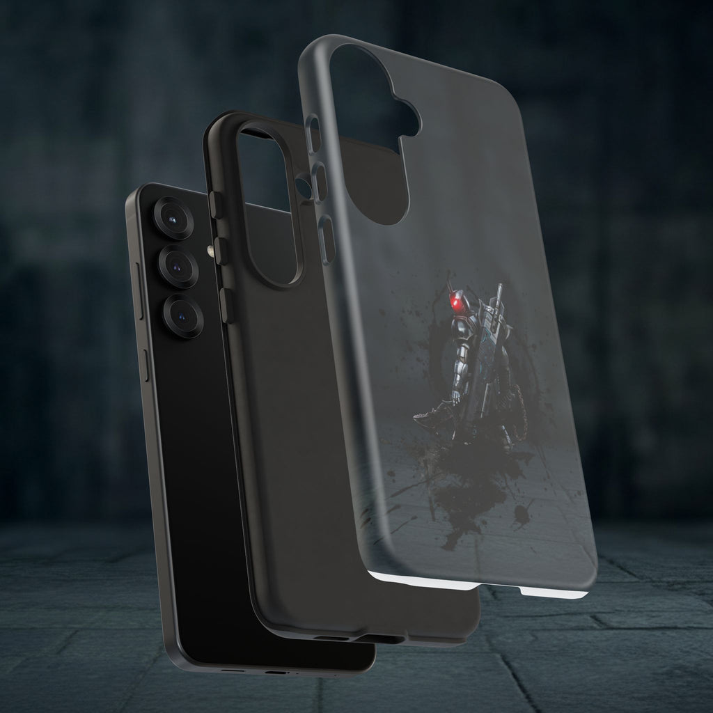 Tough Cases: Dark Cyber Soldier Phone Case — Rugged Sci‑Fi Armor Design
