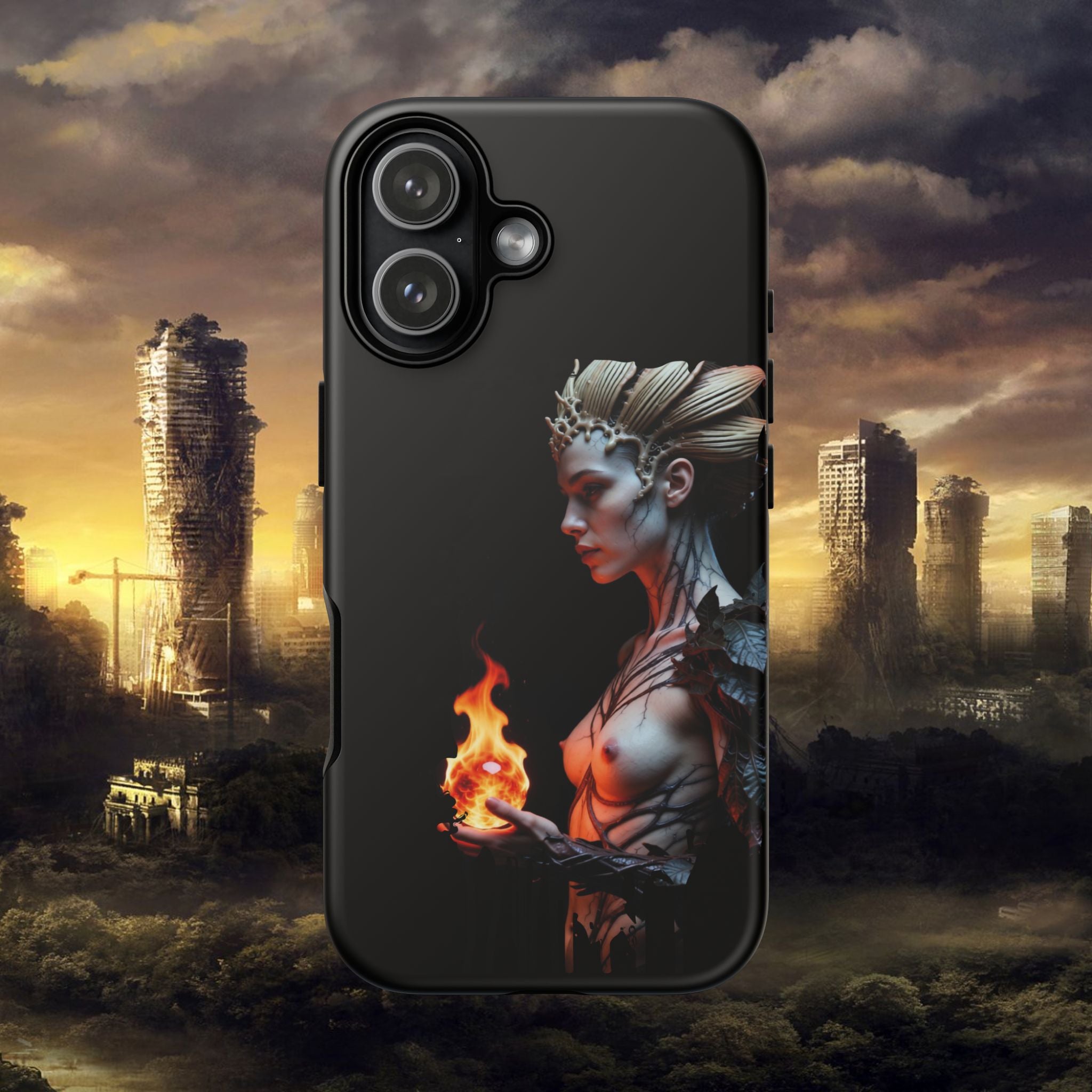 Fire Queen Phone Case — Dark Fantasy iPhone Armor - Alexia Ashford Side Face