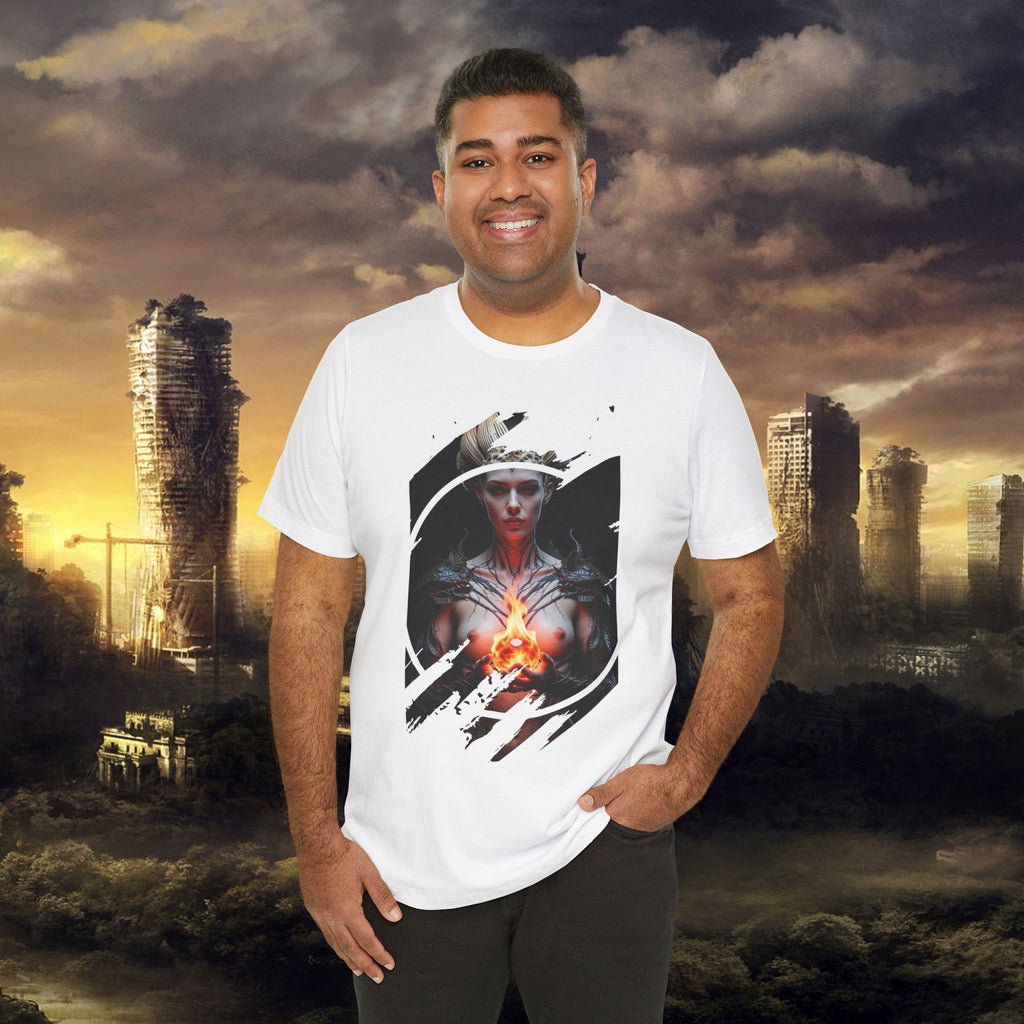 Dark Sorceress T‑Shirt — Fantasy Magic Witch Tee with Fiery Heart - Alexia Ashford