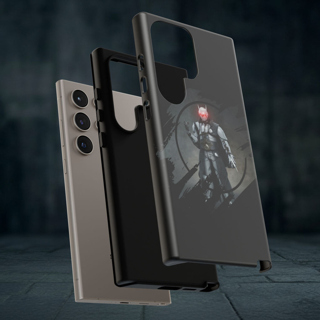 Galaxy Warrior Tough Phone Case — Dark Sci‑Fi Armor with Red Helm