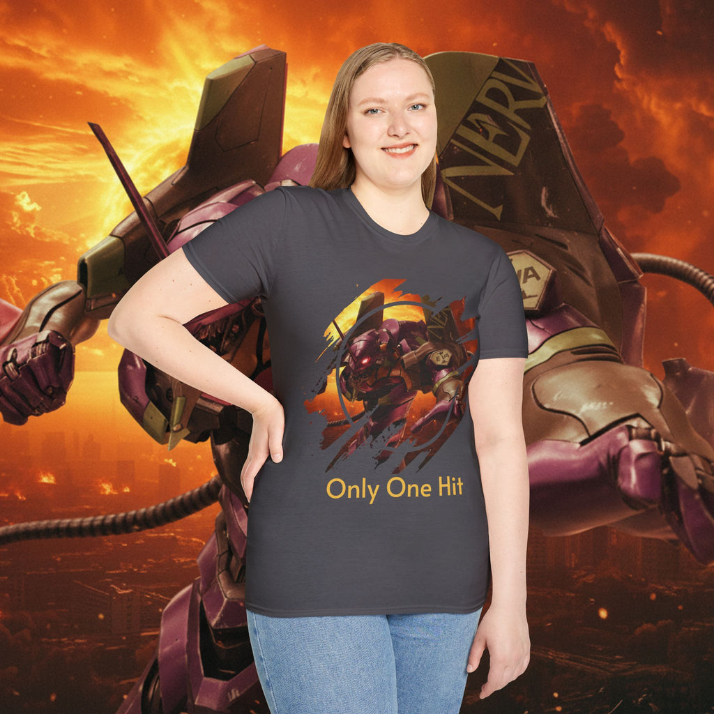Only One Hit T-Shirt — Gamer Mech Battle Tee - EVA 1 - Neon Genesis Evangelion