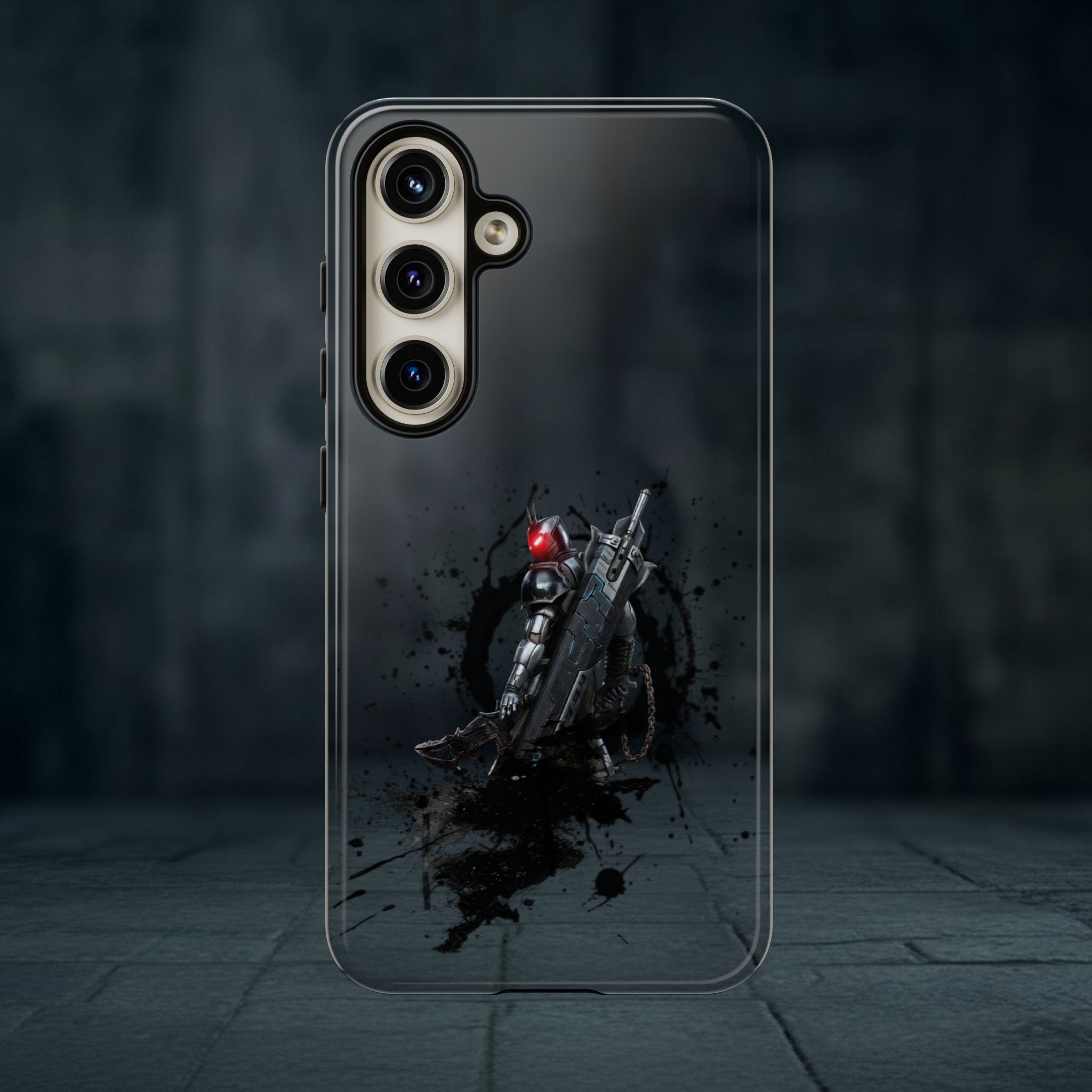 Tough Cases: Dark Cyber Soldier Phone Case — Rugged Sci‑Fi Armor Design