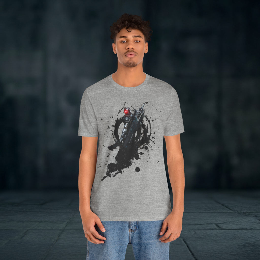 Splatter Noir Rifle Tee — Graphic Military Weapon Shirt