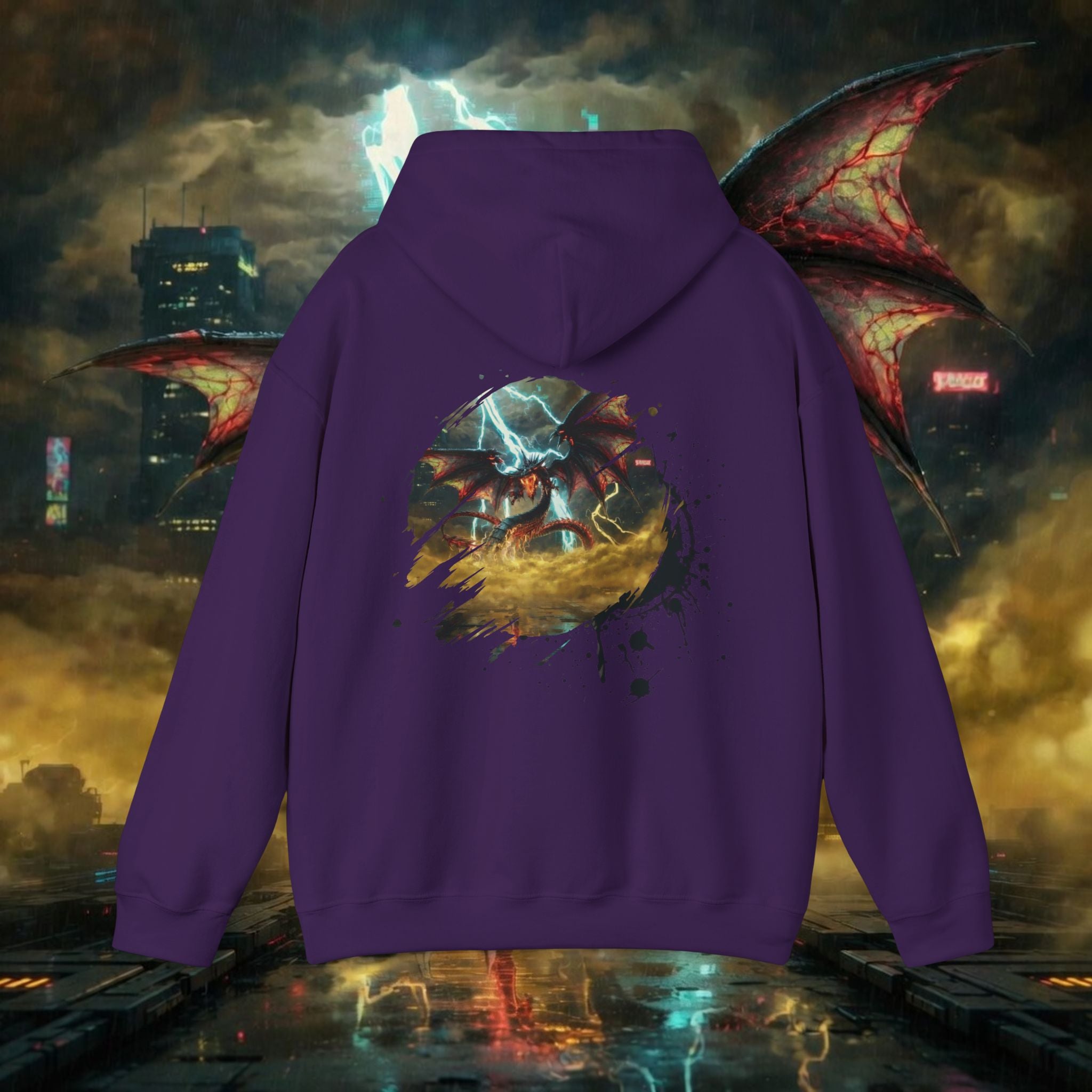 Hoodie — "God of the Heavens" Mythic Lightning Graphic Hoodie - slifer the sky dragon