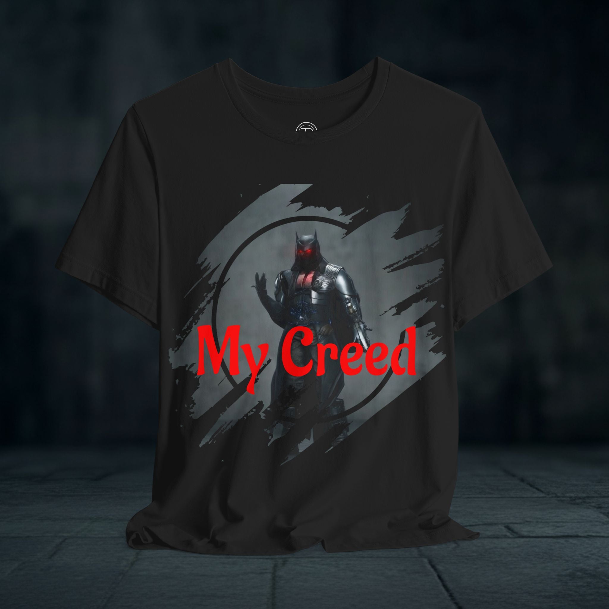 My Creed Graphic Tee — Dark Knight Sci‑Fi Illustration T‑Shirt