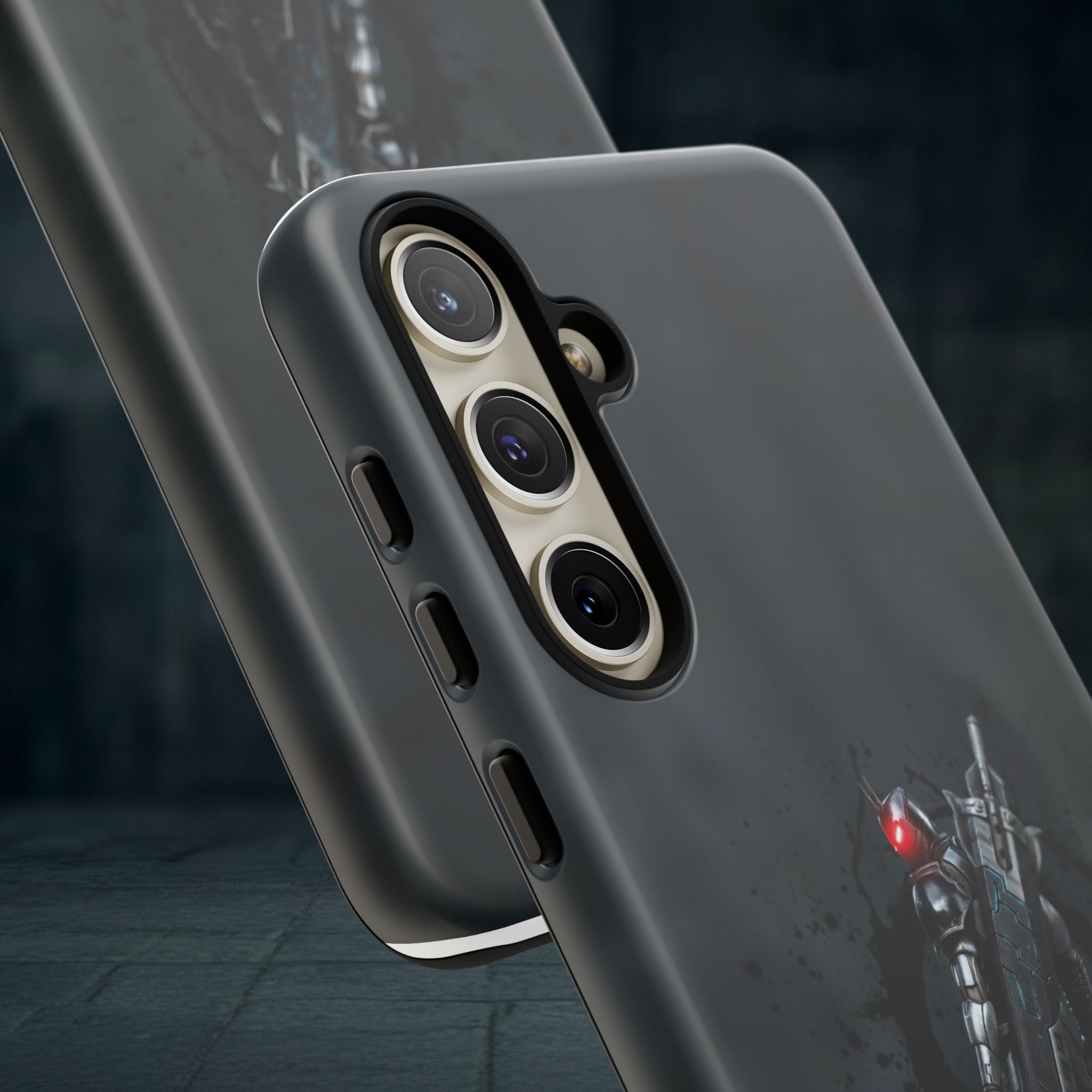 Tough Cases: Dark Cyber Soldier Phone Case — Rugged Sci‑Fi Armor Design
