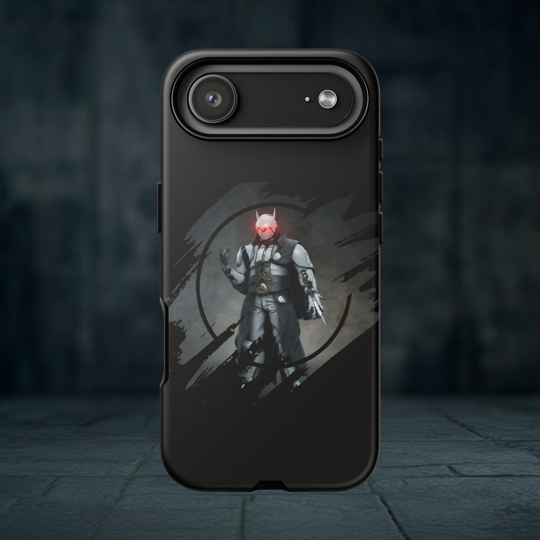 Galaxy Warrior Tough Phone Case — Dark Sci‑Fi Armor with Red Helm