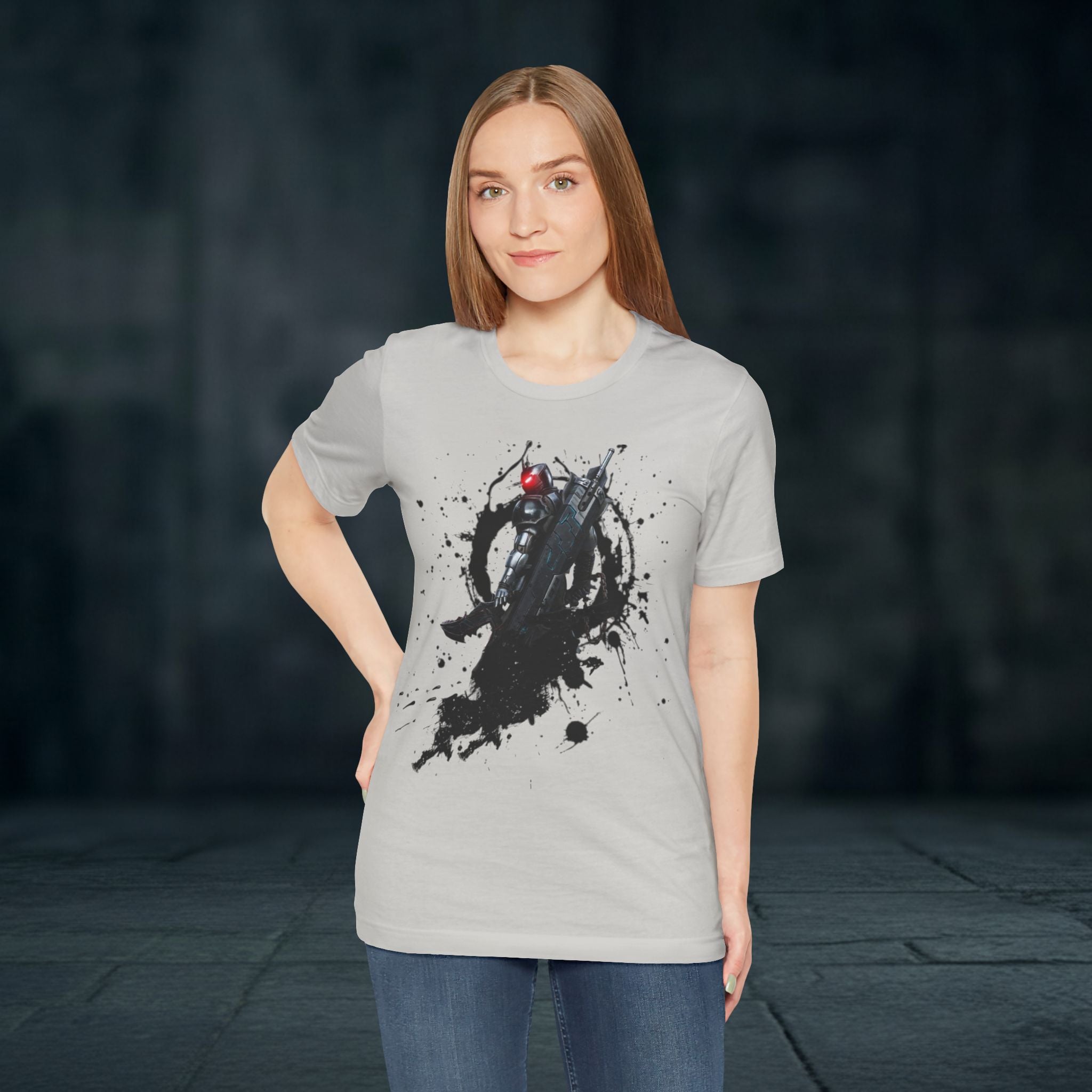 Splatter Noir Rifle Tee — Graphic Military Weapon Shirt