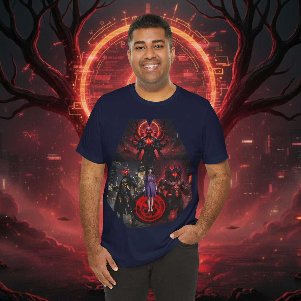 Superhero Squad Graphic Tee — Dark Red Mystic Design