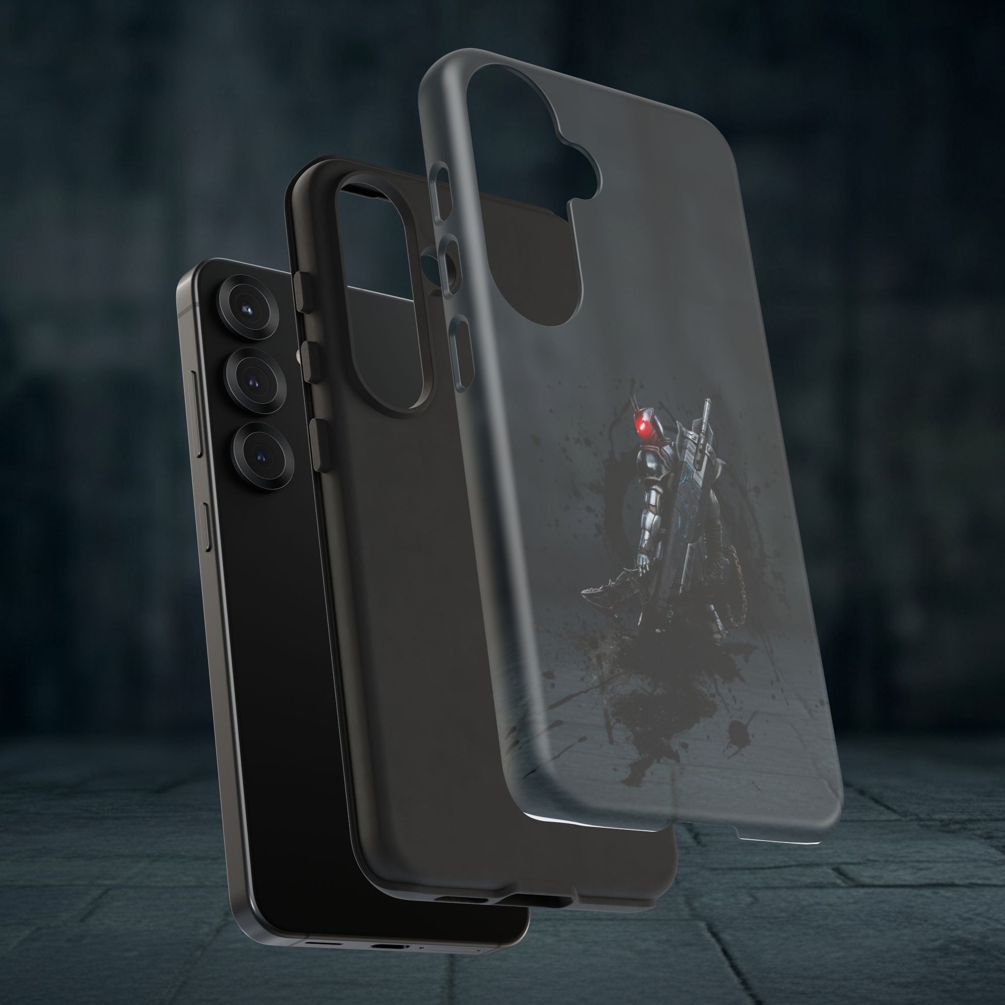 Tough Cases: Dark Cyber Soldier Phone Case — Rugged Sci‑Fi Armor Design