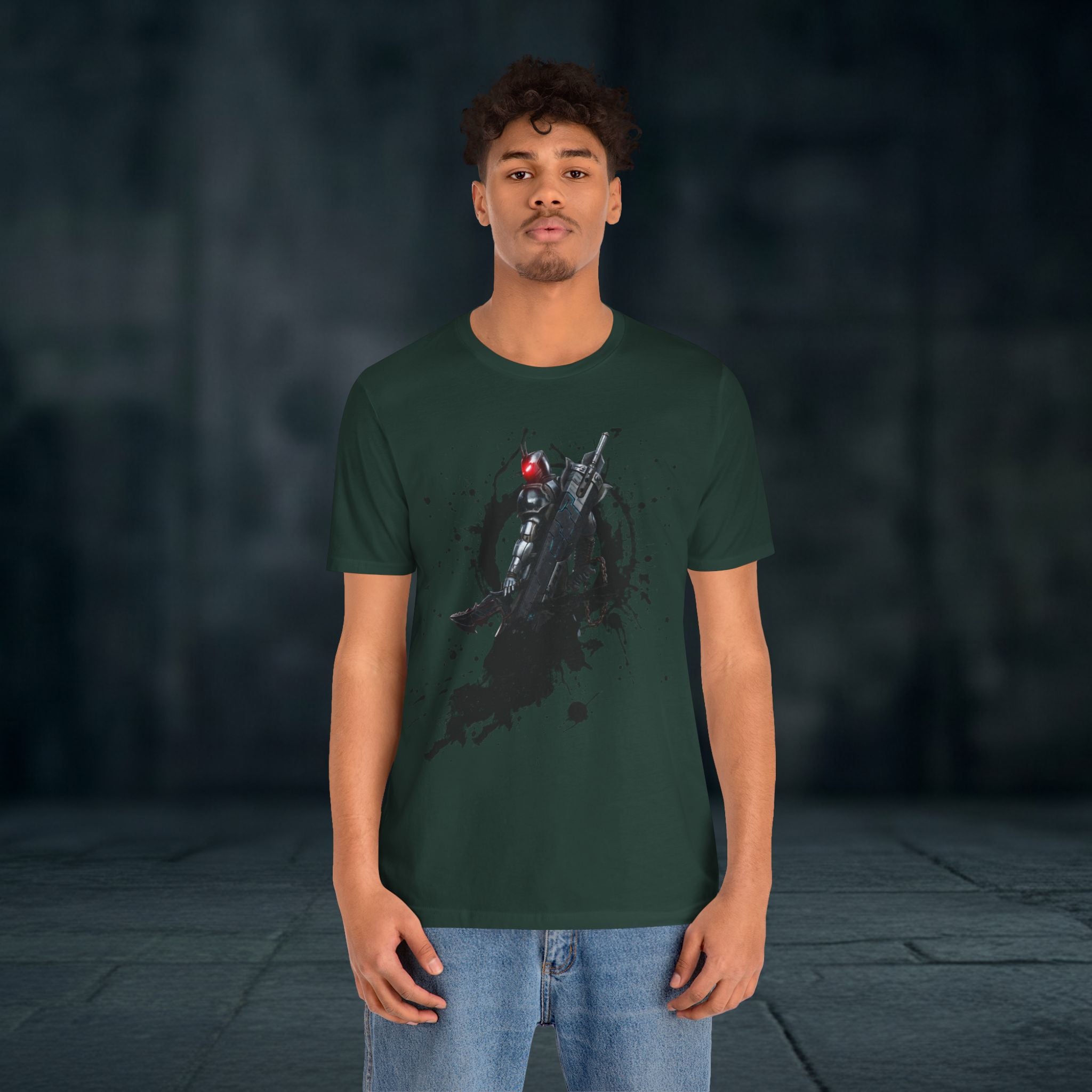 Splatter Noir Rifle Tee — Graphic Military Weapon Shirt