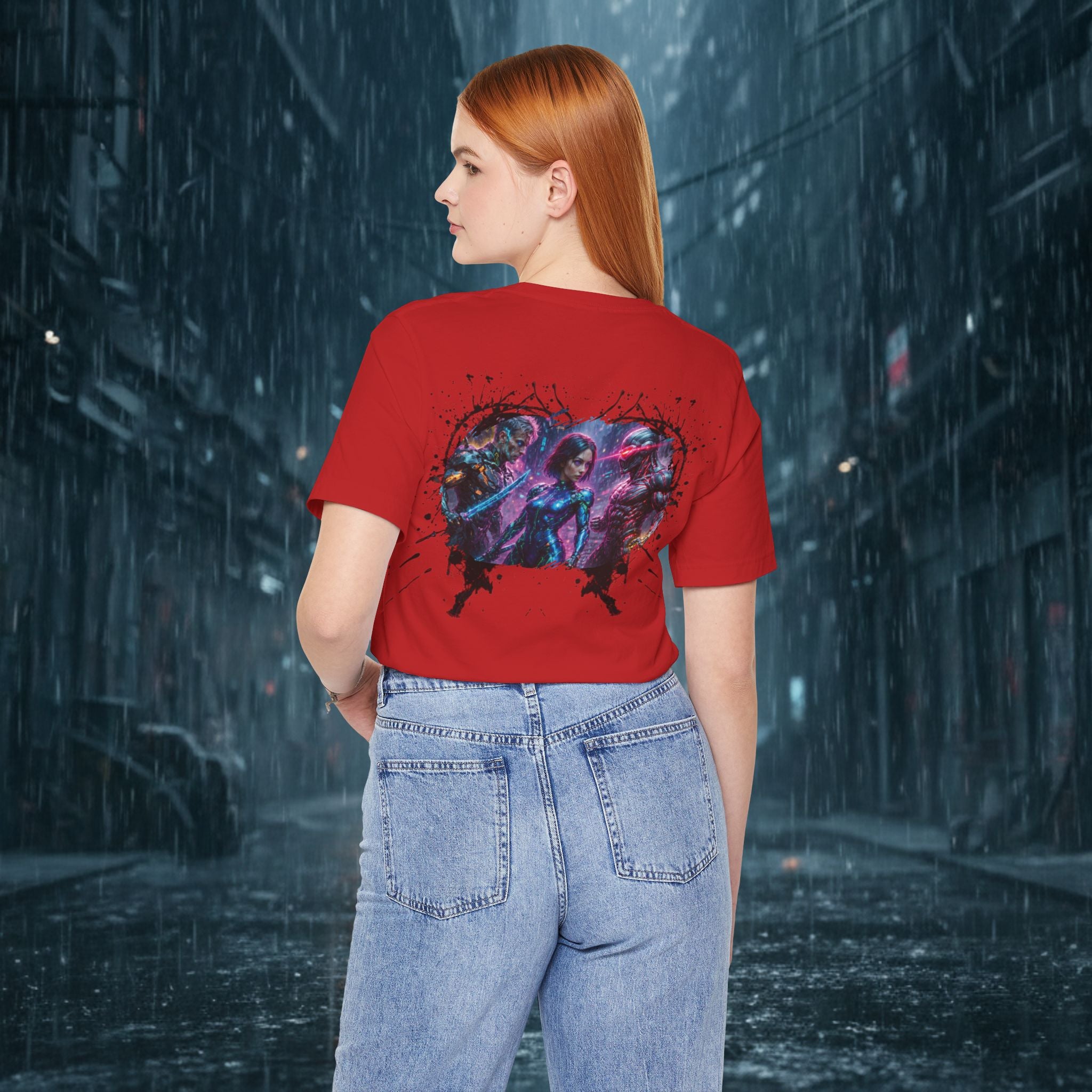 T-Shirt — "Big Family Reunion" Sci‑Fi Character Heart Graphic Tee - Battle Suits