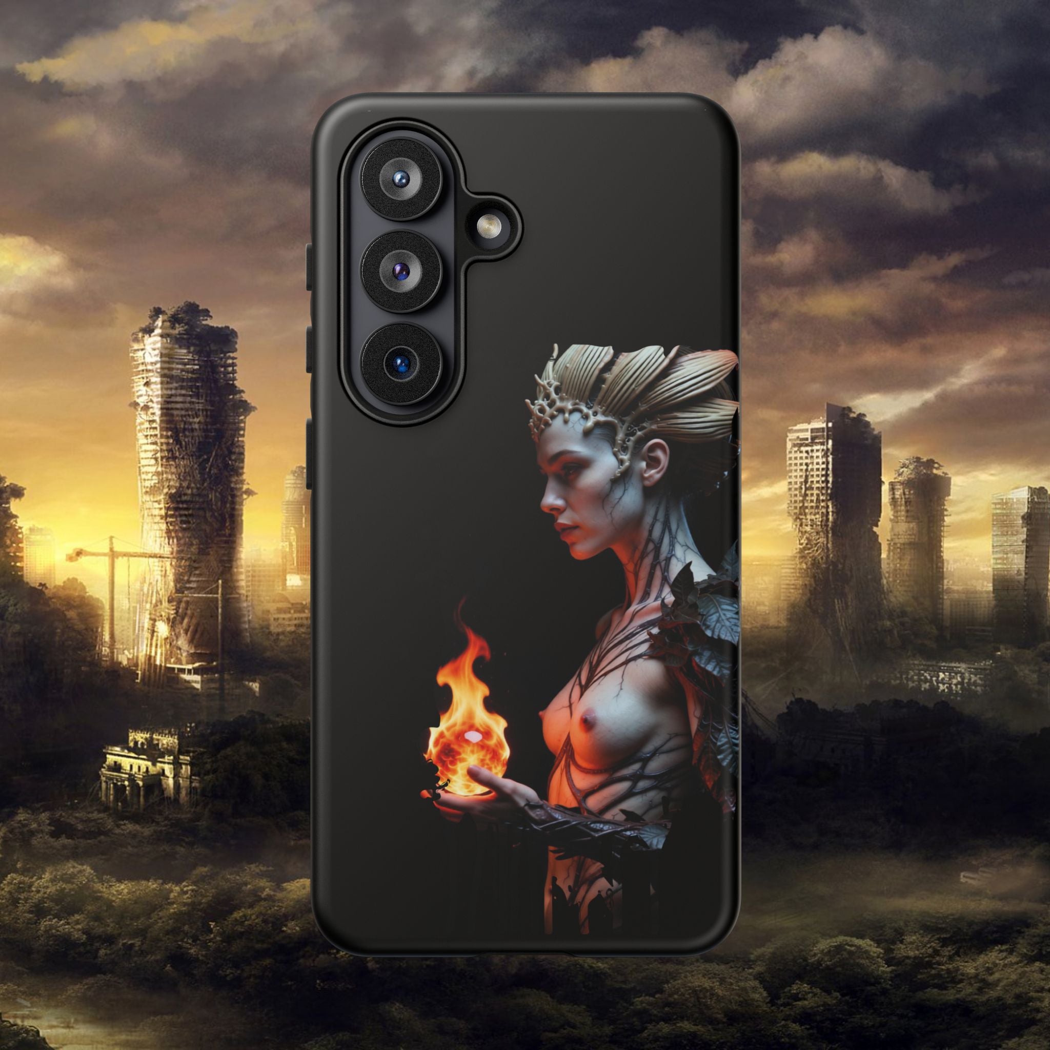 Fire Queen Phone Case — Dark Fantasy iPhone Armor - Alexia Ashford Side Face