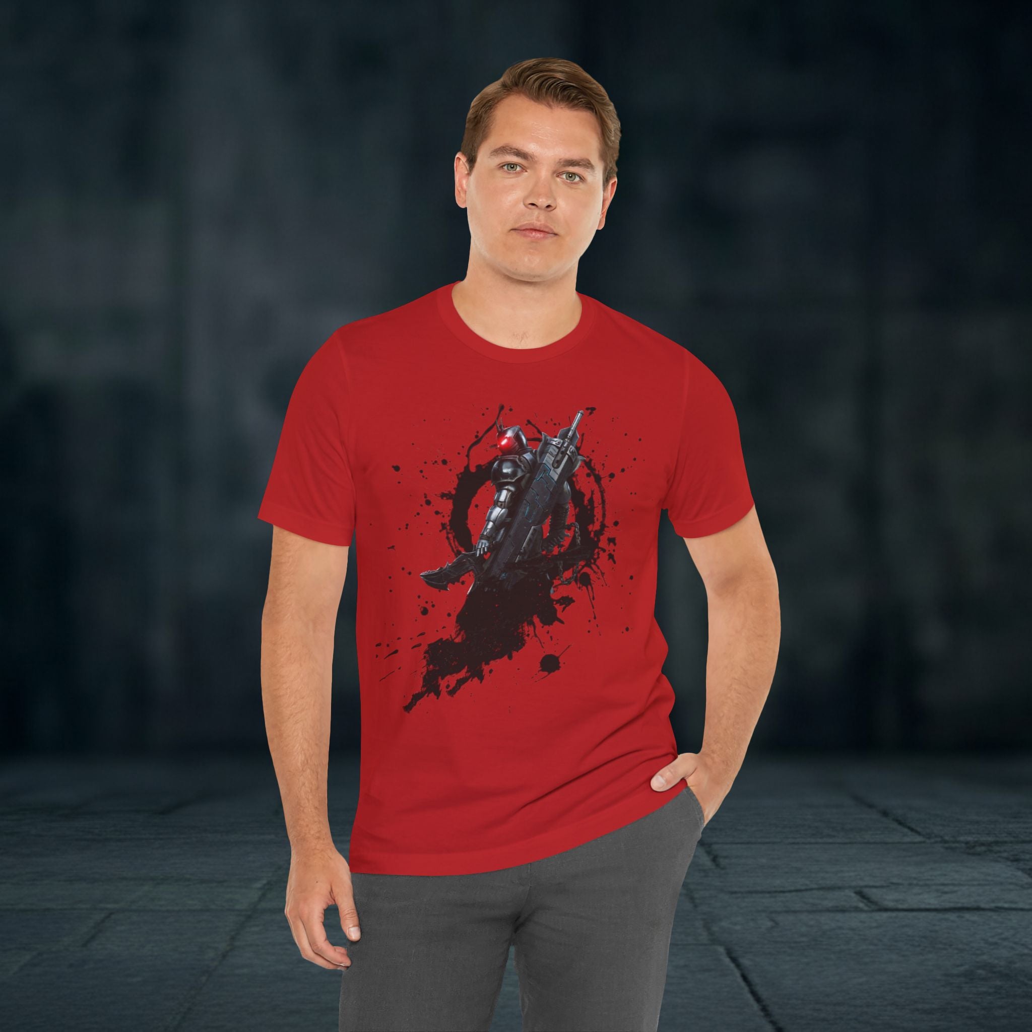 Splatter Noir Rifle Tee — Graphic Military Weapon Shirt