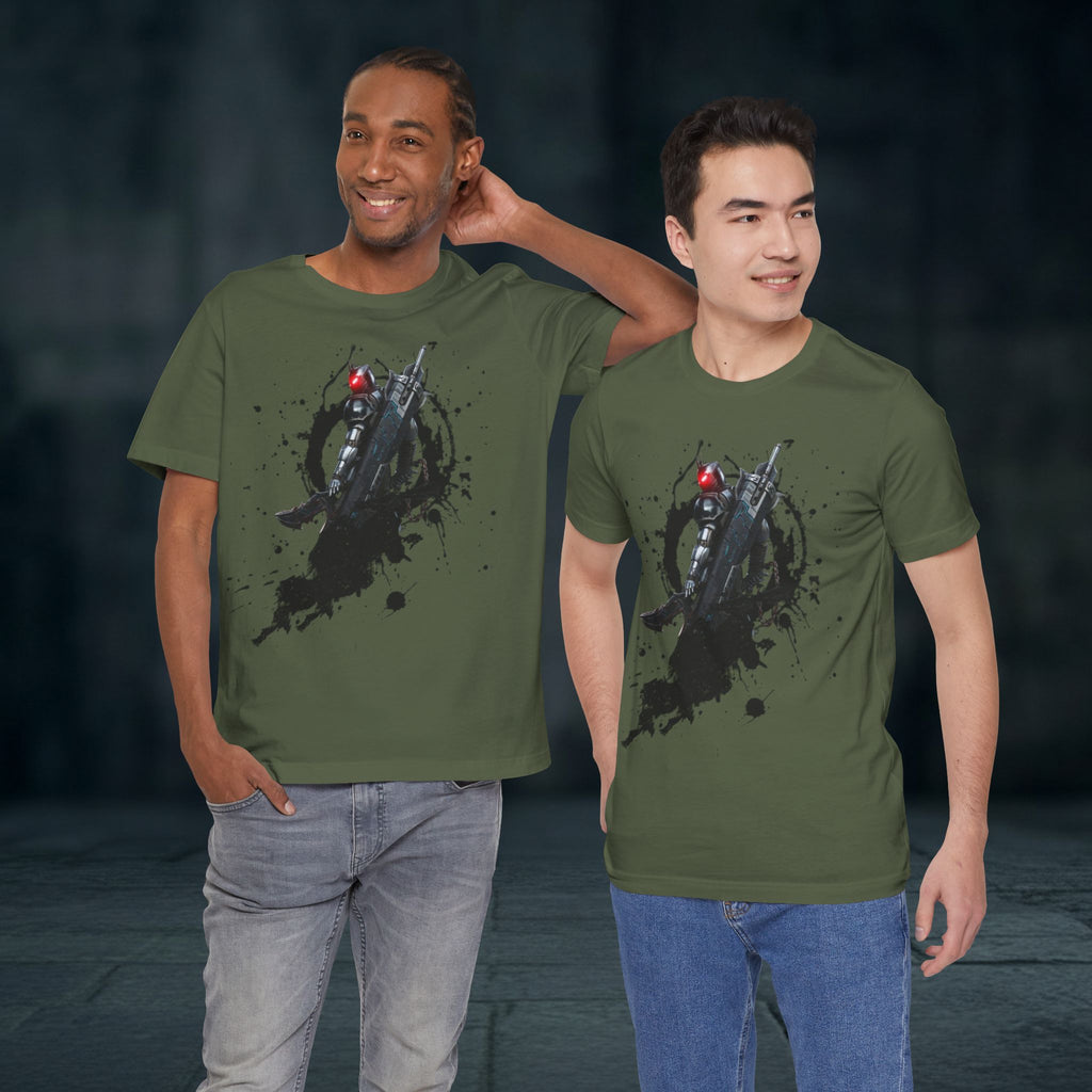 Splatter Noir Rifle Tee — Graphic Military Weapon Shirt