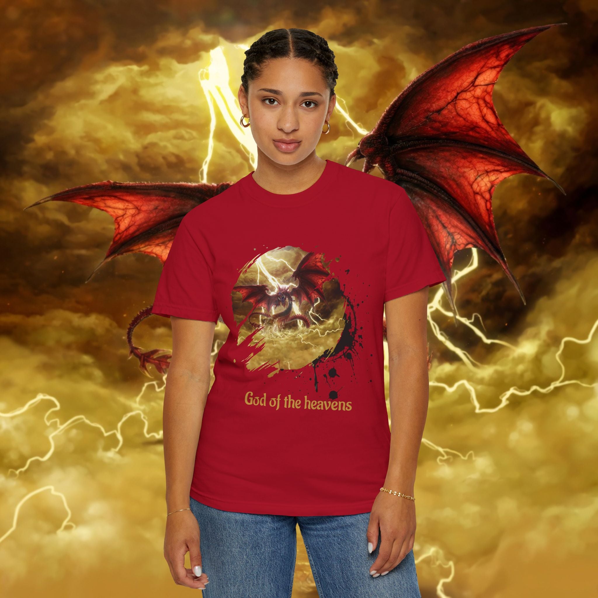 God of the Heavens T-Shirt — Mythic Storm Graphic Tee - slifer the sky dragon