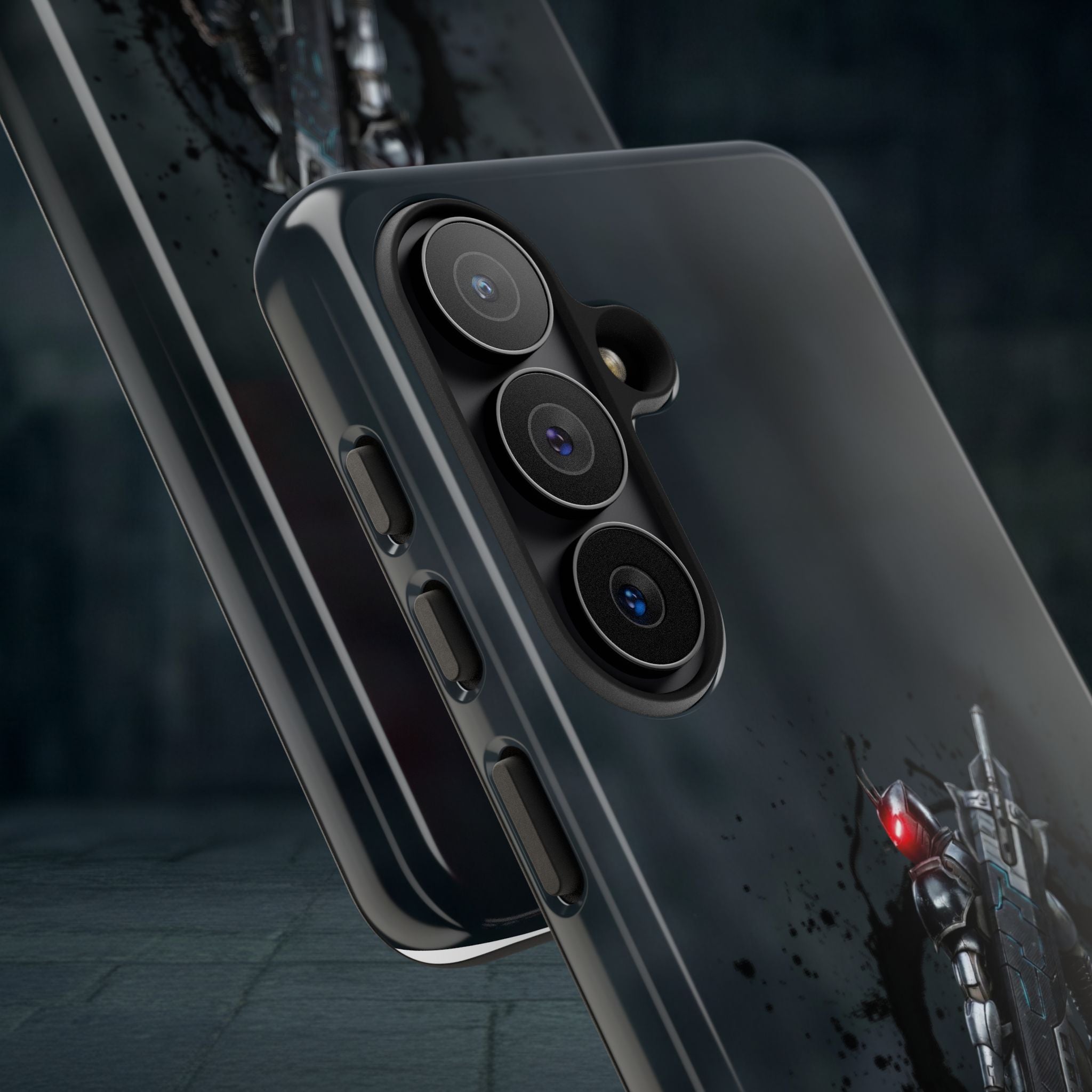 Tough Cases: Dark Cyber Soldier Phone Case — Rugged Sci‑Fi Armor Design