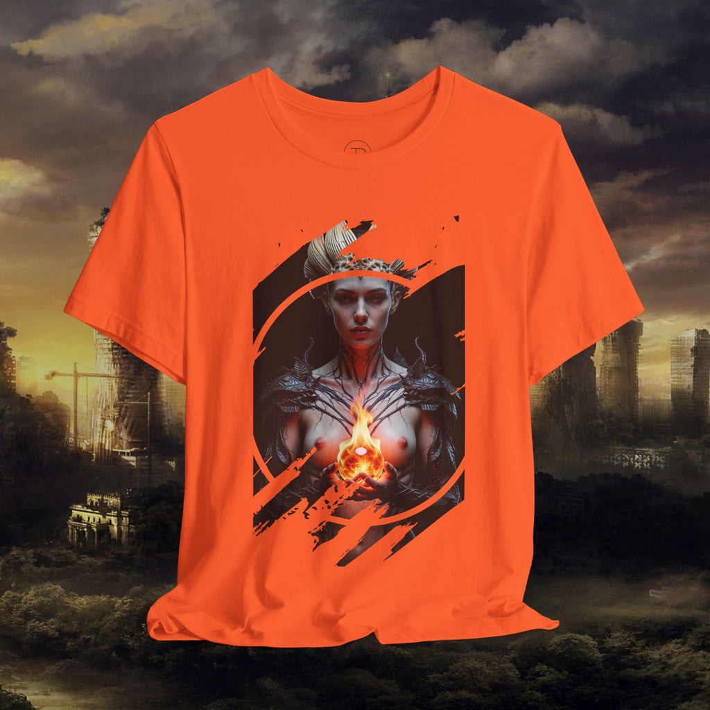 Dark Sorceress T‑Shirt — Fantasy Magic Witch Tee with Fiery Heart - Alexia Ashford