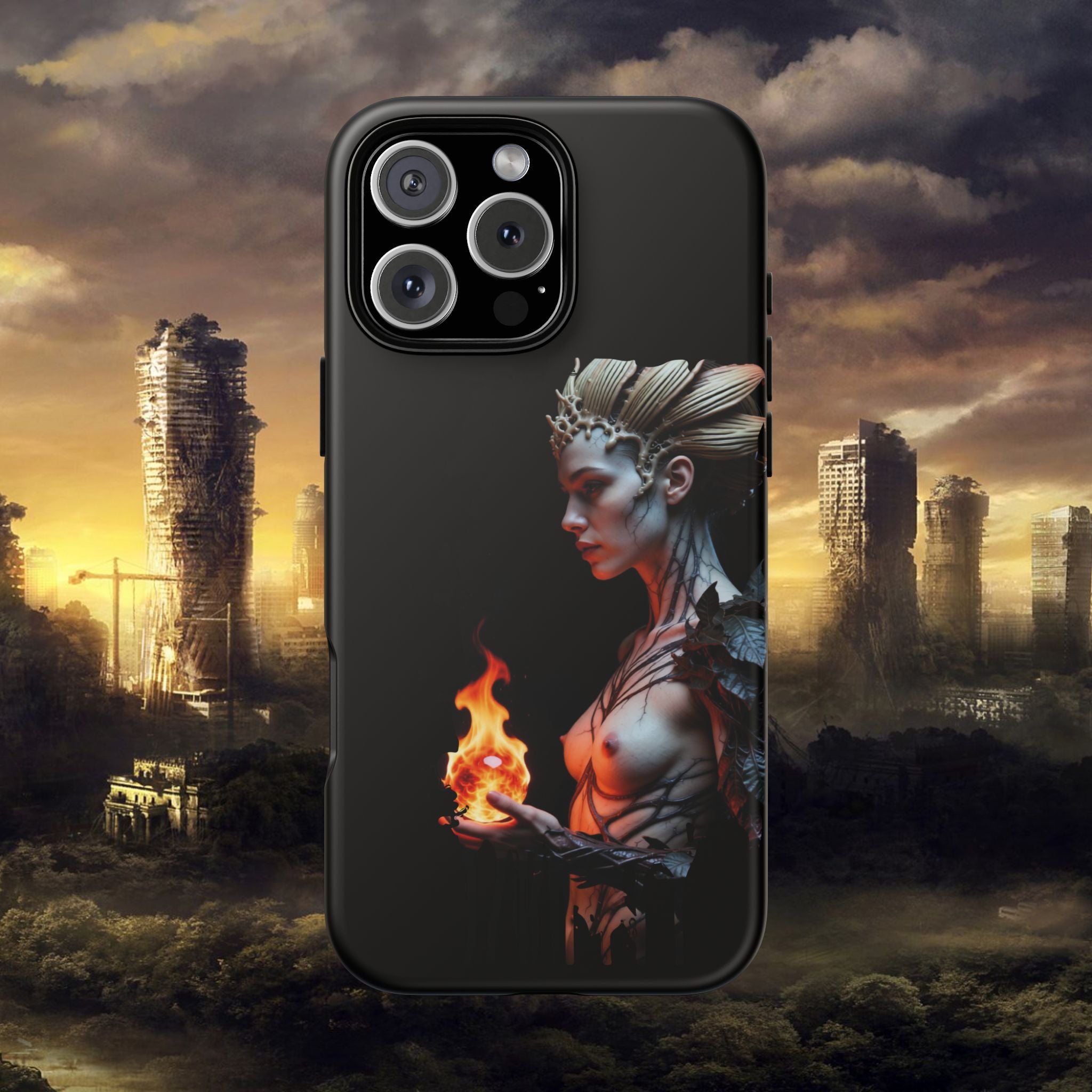 Fire Queen Phone Case — Dark Fantasy iPhone Armor - Alexia Ashford Side Face