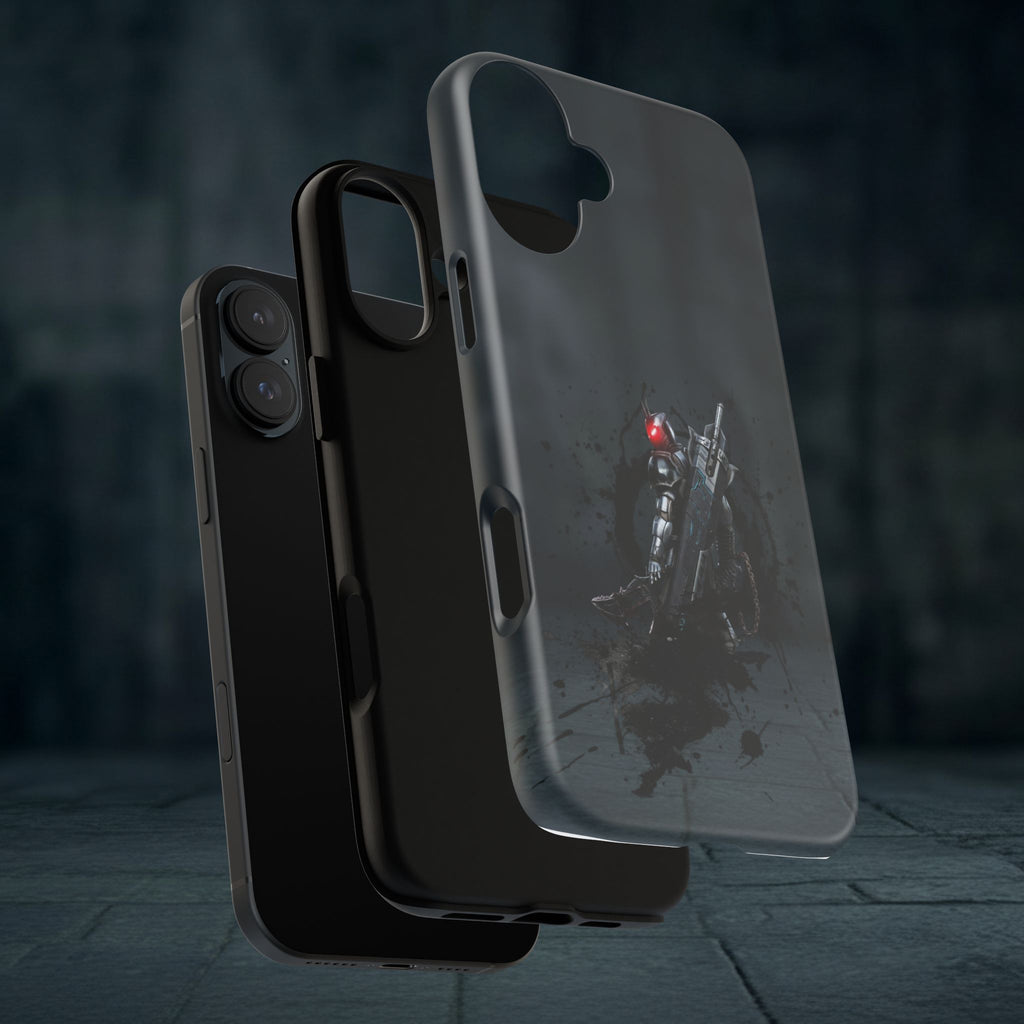 Tough Cases: Dark Cyber Soldier Phone Case — Rugged Sci‑Fi Armor Design