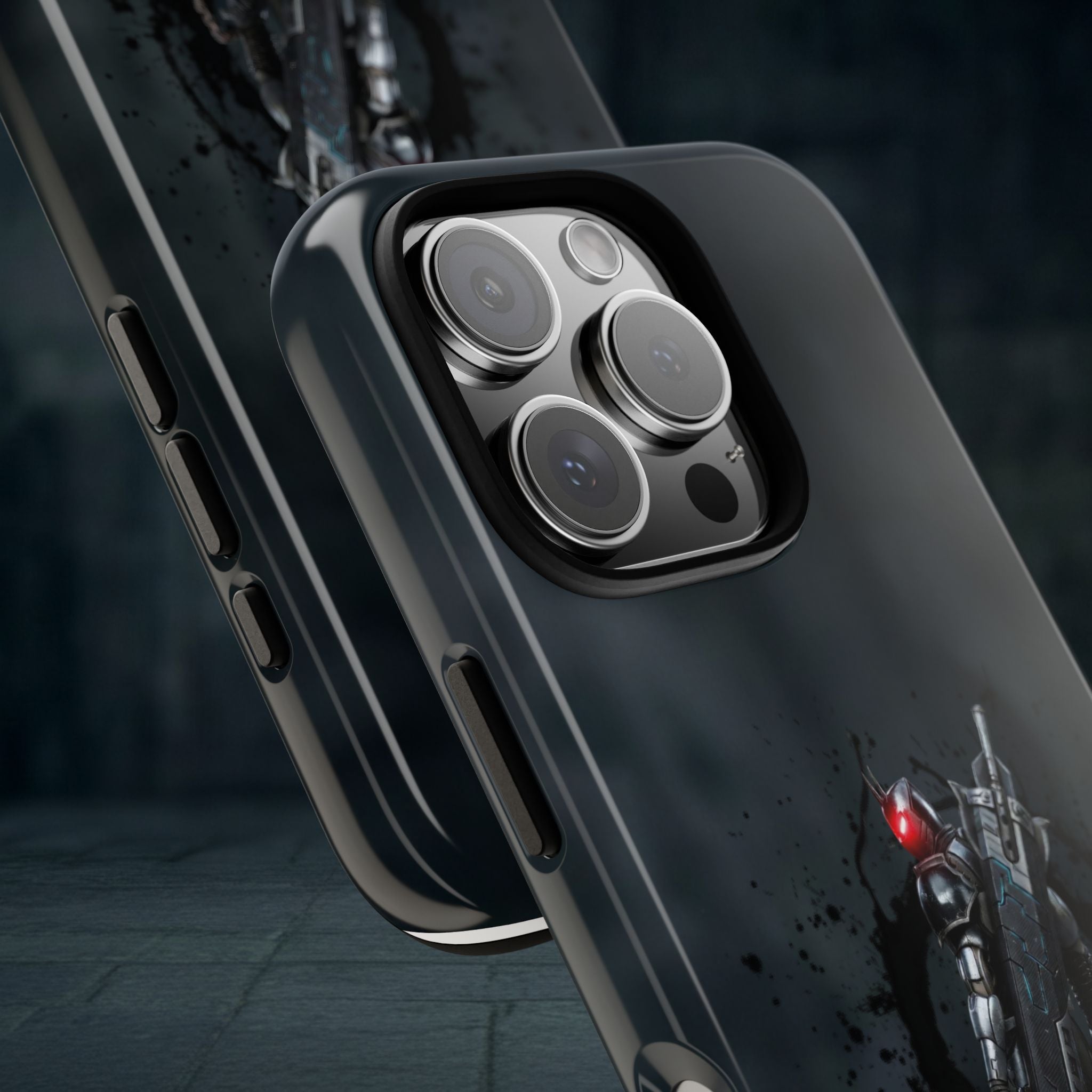 Tough Cases: Dark Cyber Soldier Phone Case — Rugged Sci‑Fi Armor Design