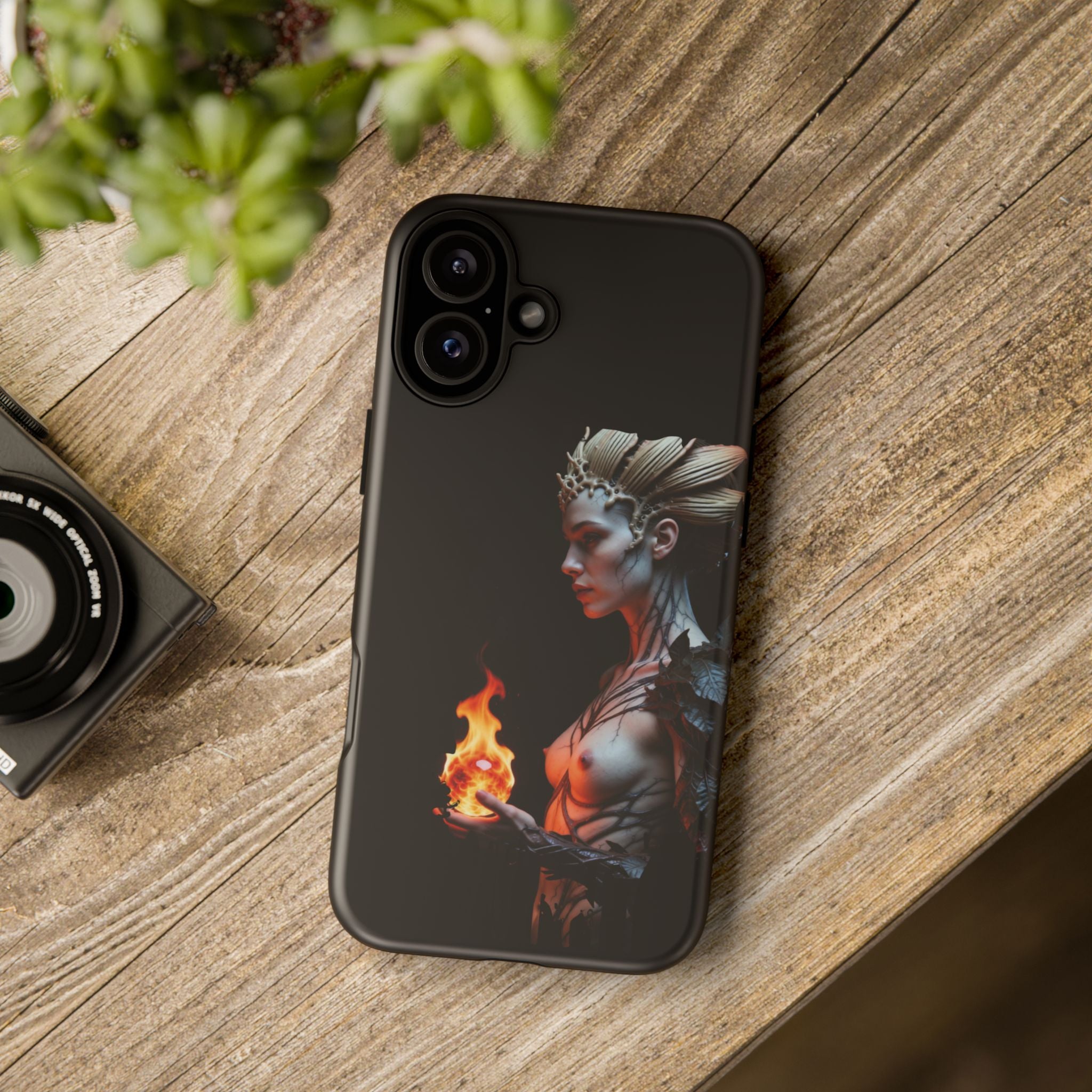 Fire Queen Phone Case — Dark Fantasy iPhone Armor - Alexia Ashford Side Face