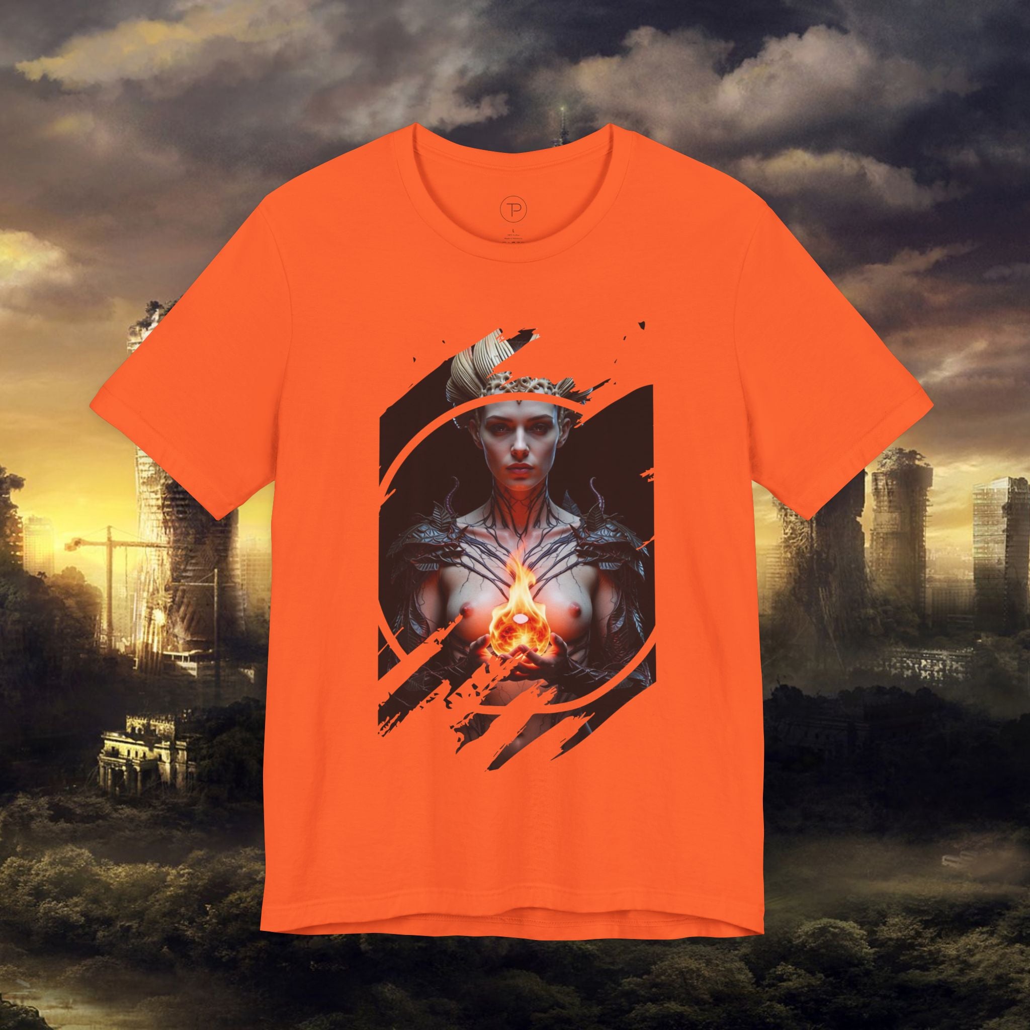 Dark Sorceress T‑Shirt — Fantasy Magic Witch Tee with Fiery Heart - Alexia Ashford