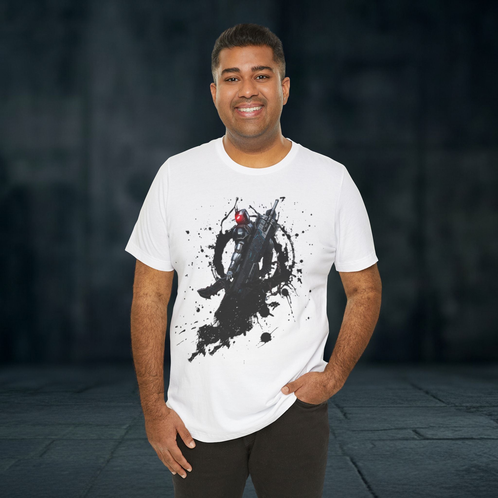 Splatter Noir Rifle Tee — Graphic Military Weapon Shirt
