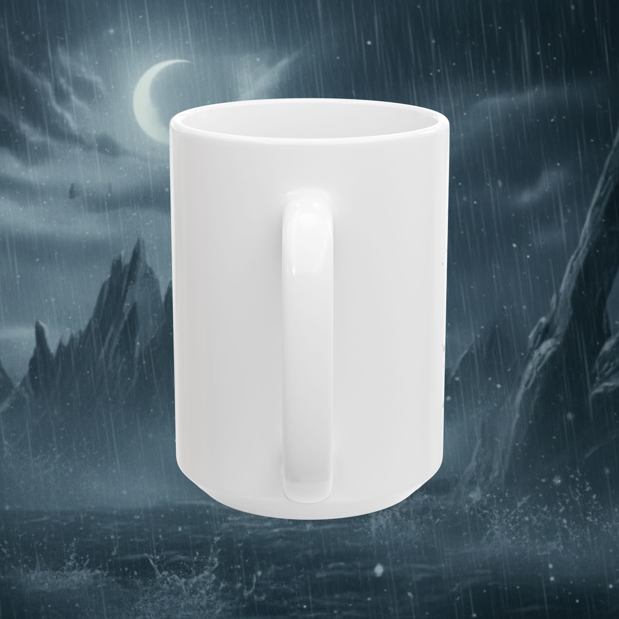 Horror Game Character Ceramic Mug — Dark Moon Night Coffee Cup (11oz/15oz) - Byakugan Family and Riddick - white