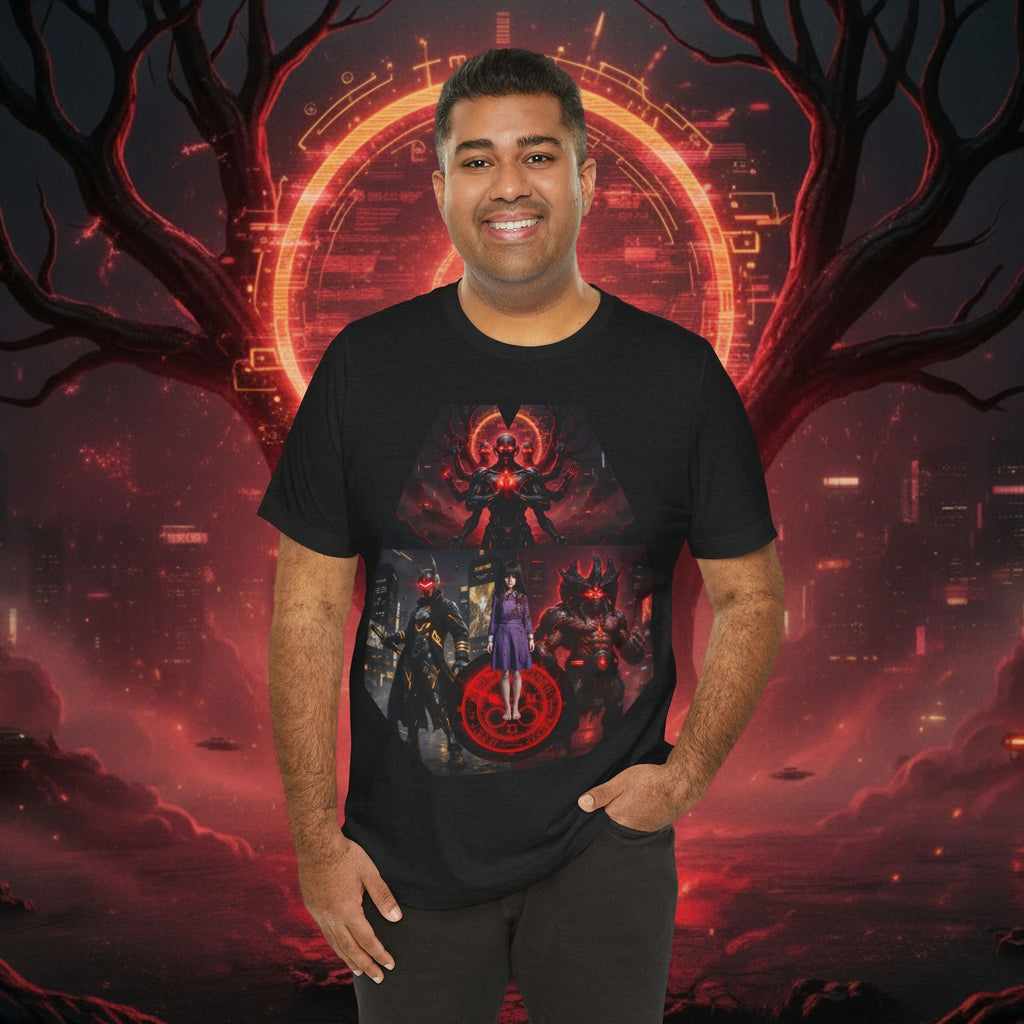Superhero Squad Graphic Tee — Dark Red Mystic Design
