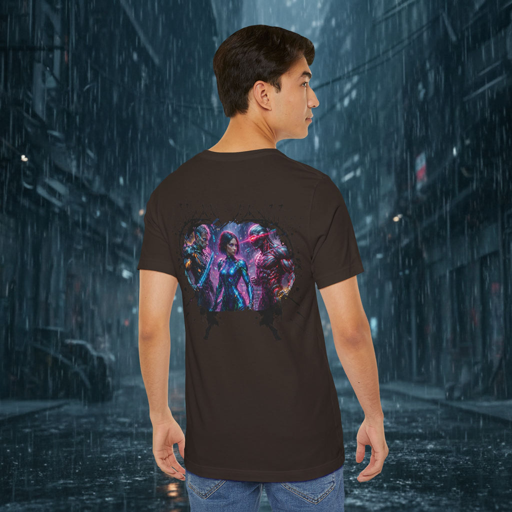 T-Shirt — "Big Family Reunion" Sci‑Fi Character Heart Graphic Tee - Battle Suits