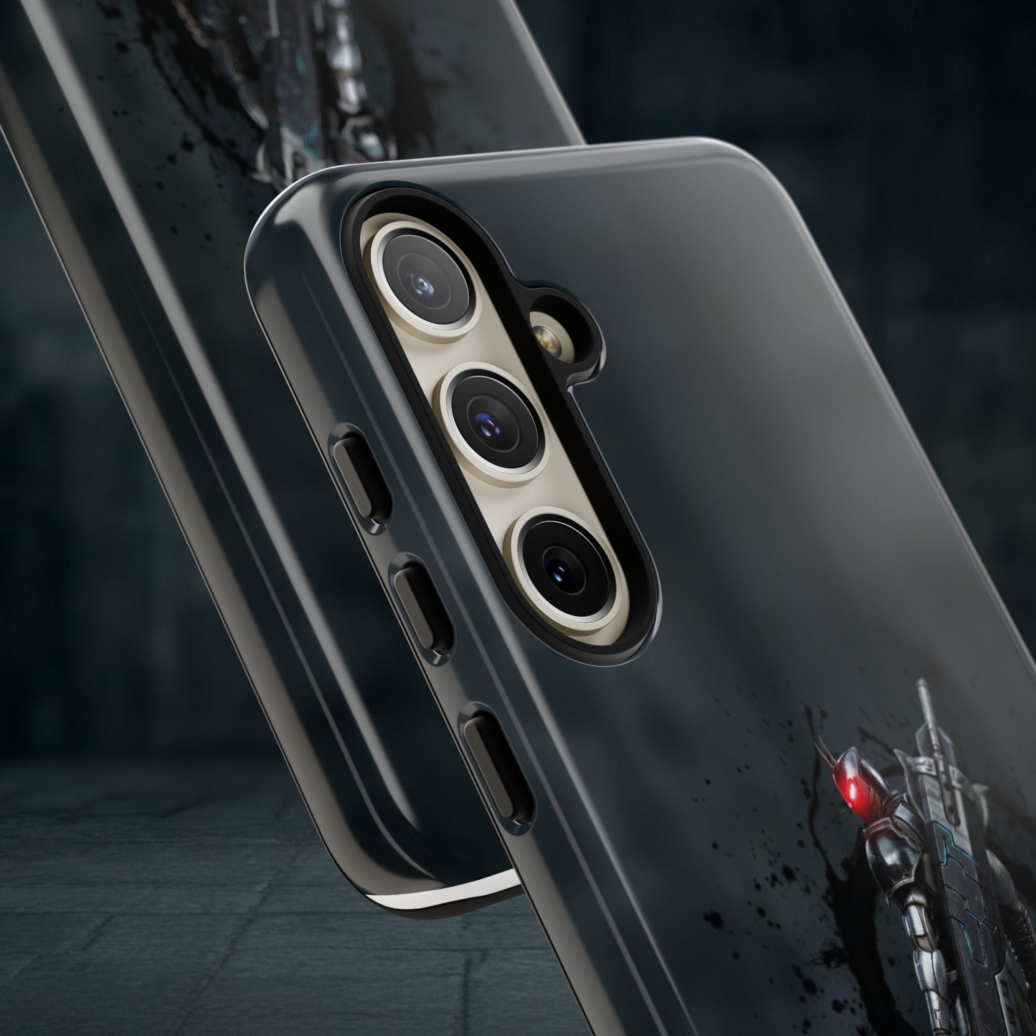 Tough Cases: Dark Cyber Soldier Phone Case — Rugged Sci‑Fi Armor Design