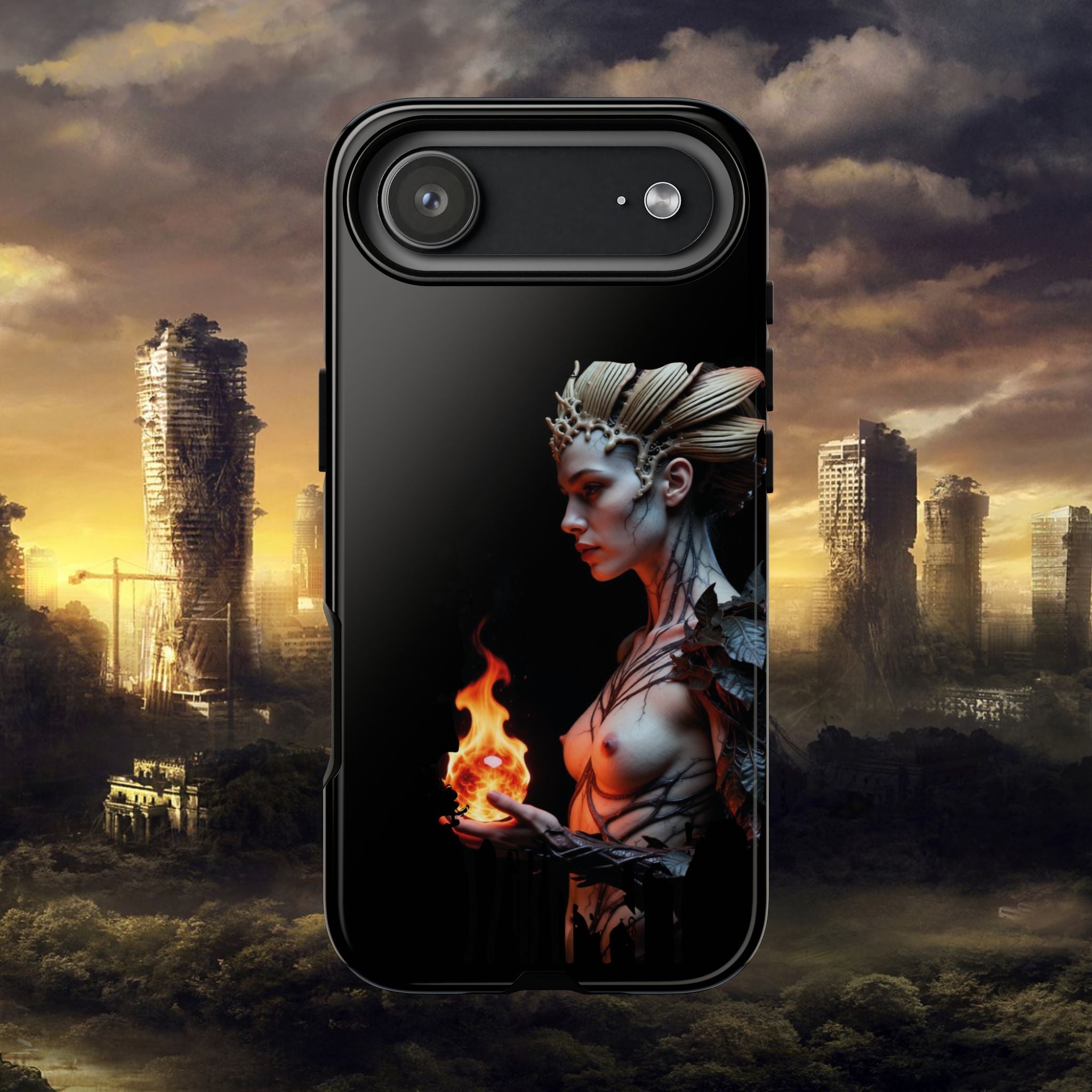 Fire Queen Phone Case — Dark Fantasy iPhone Armor - Alexia Ashford Side Face