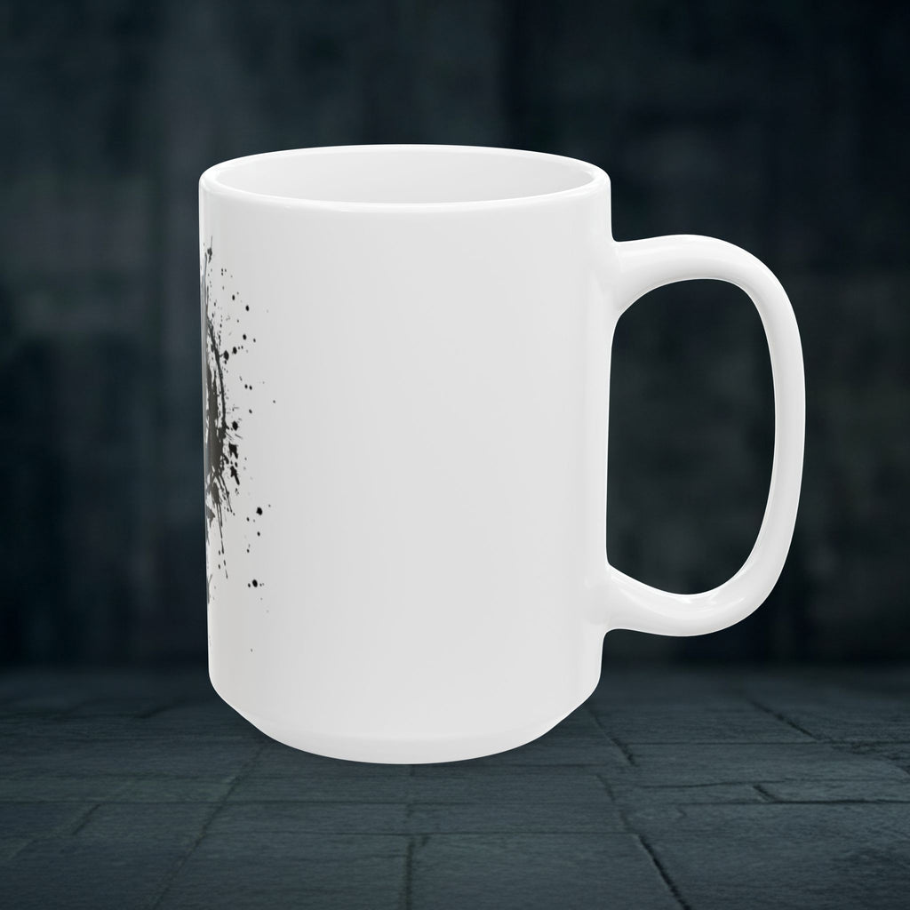 Splatter Sword Ceramic Mug — Gamer Fantasy Coffee Cup (11oz/15oz)