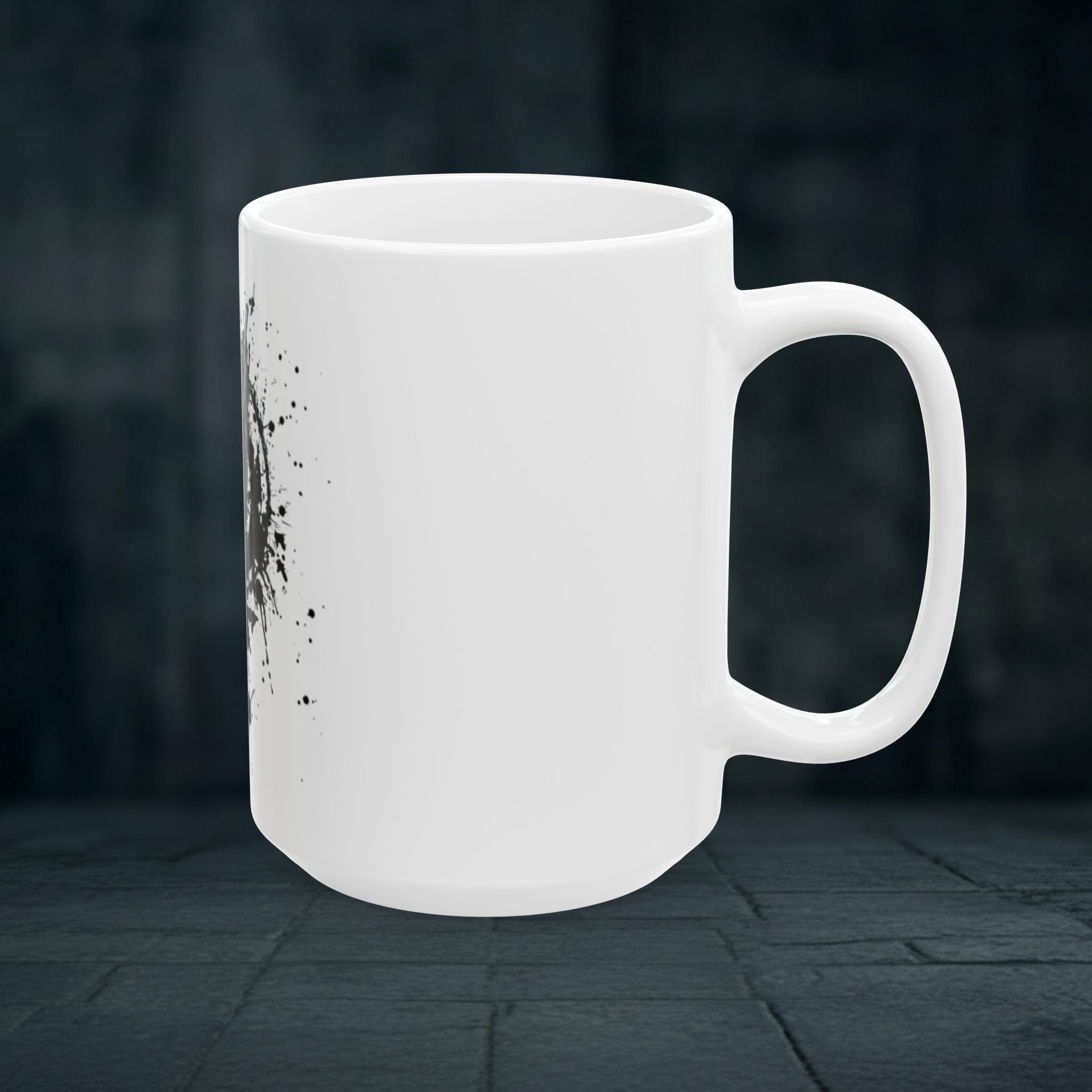 Splatter Sword Ceramic Mug — Gamer Fantasy Coffee Cup (11oz/15oz)