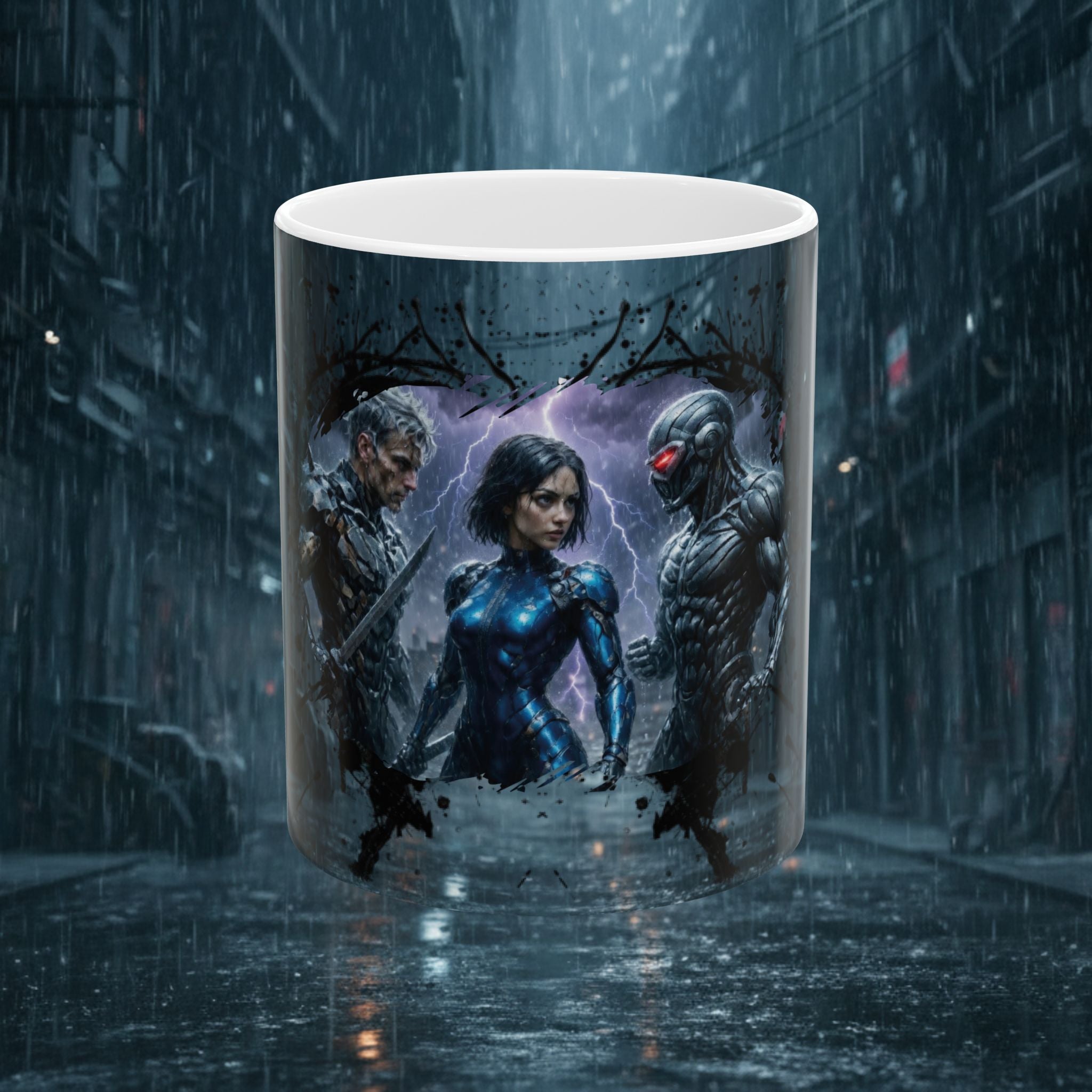 Cyberpunk Battle Ceramic Mug — Futuristic Warrior Design (11oz/15oz) - Battle Suits