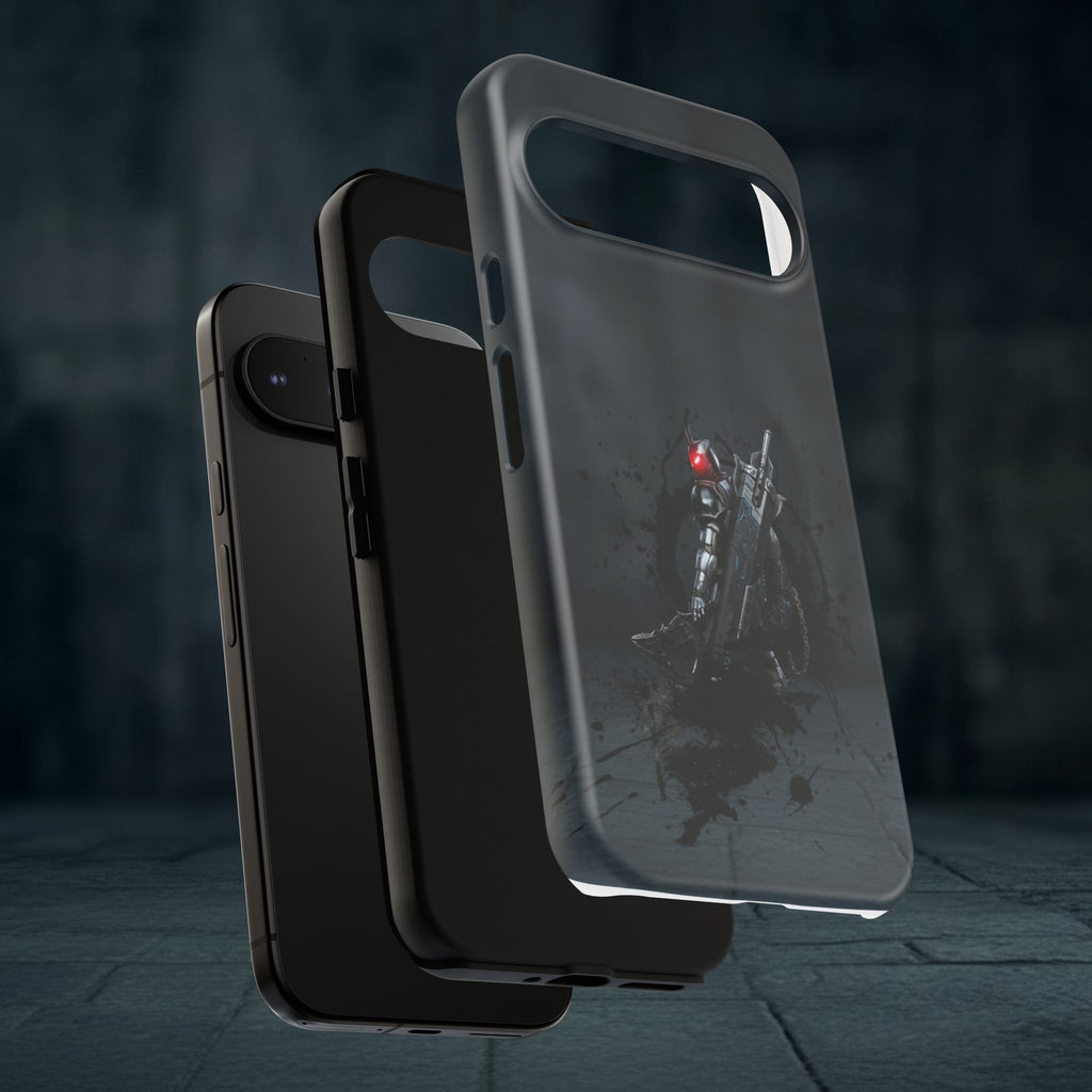 Tough Cases: Dark Cyber Soldier Phone Case — Rugged Sci‑Fi Armor Design