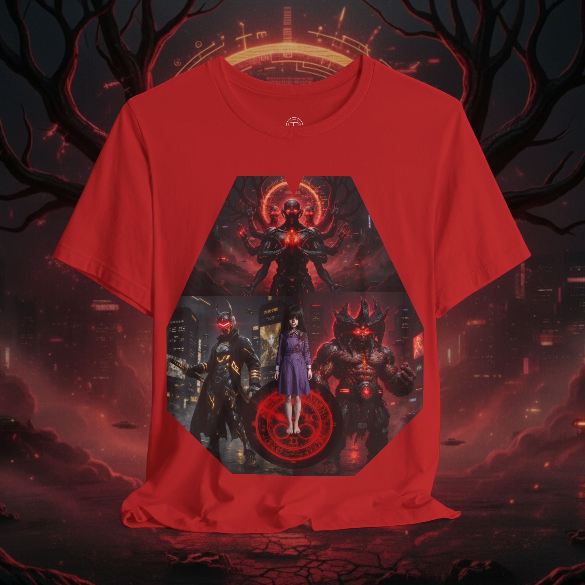Superhero Squad Graphic Tee — Dark Red Mystic Design