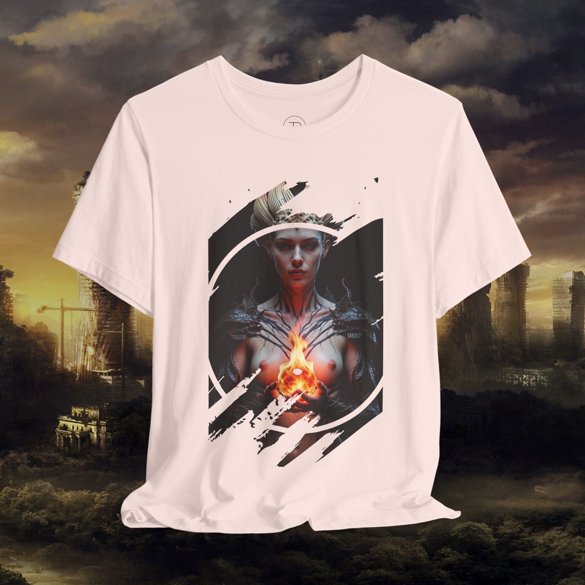 Dark Sorceress T‑Shirt — Fantasy Magic Witch Tee with Fiery Heart - Alexia Ashford